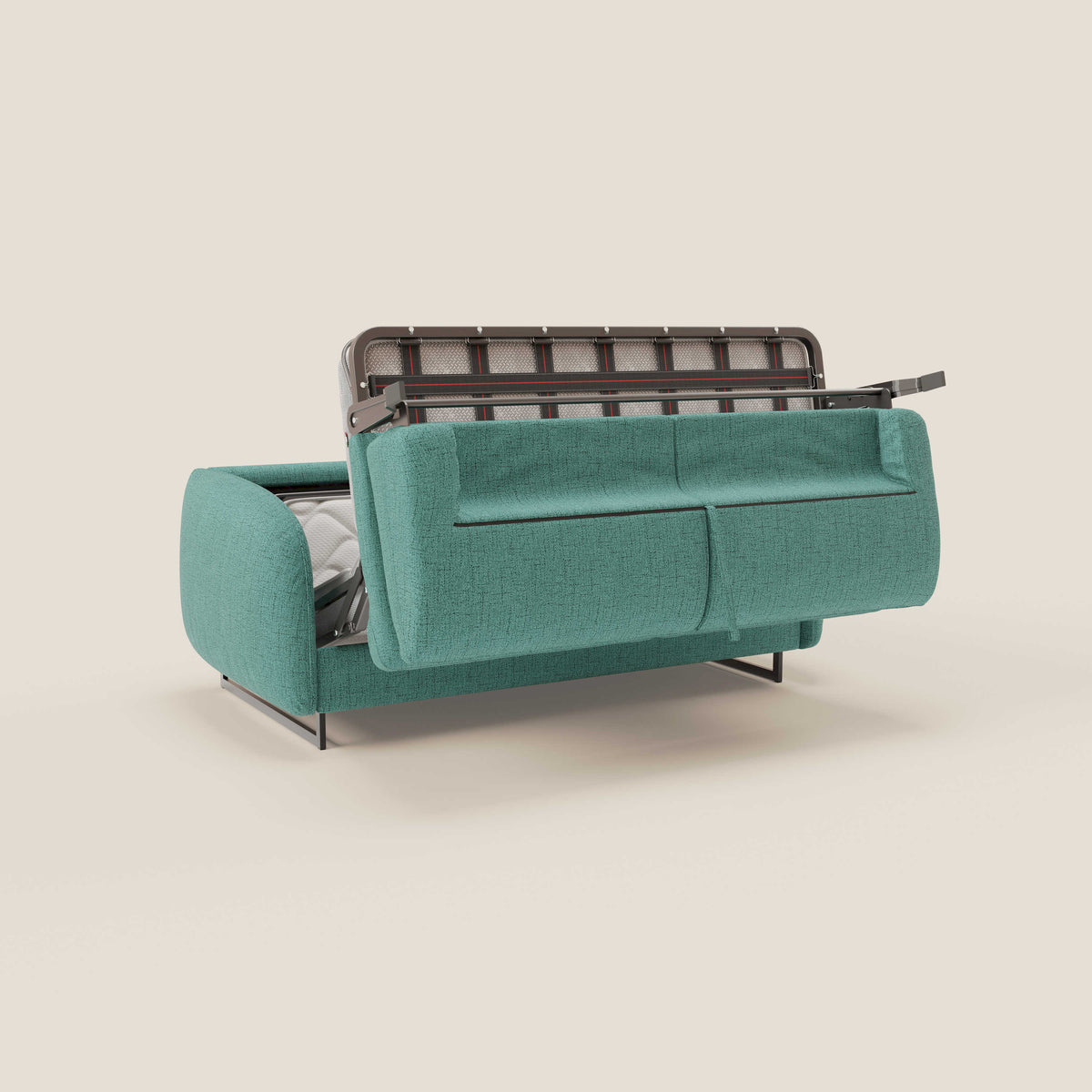 Ninfea divano letto Design Morbido con Piedini alti in Metallo e Materasso H18 cm in tessuto impermeabile T03 - divitt.sbs