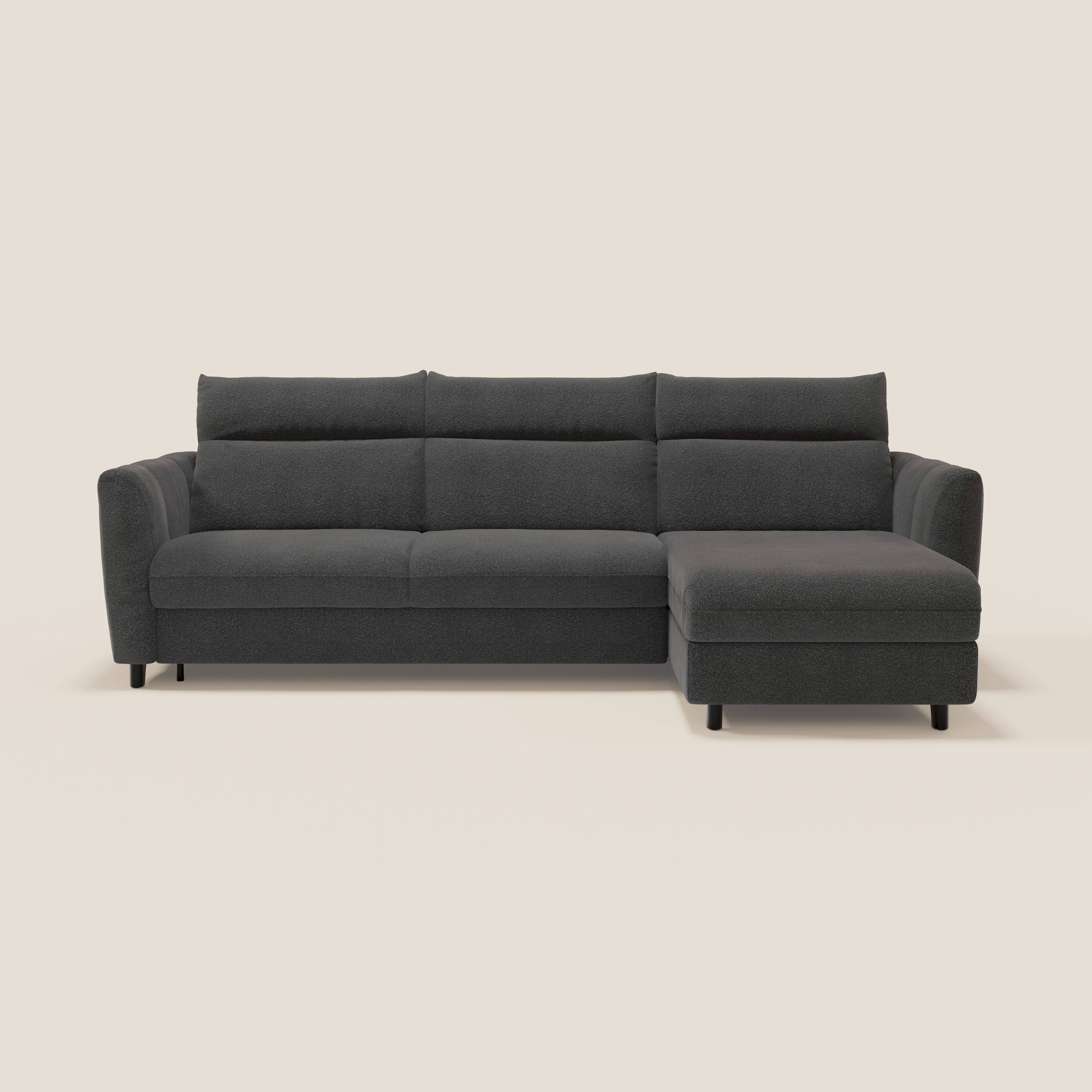 Peonia divano letto angolare con Penisola Contenitore - Materasso H18 cm in Bouclé Impermeabile T07 - divitt.sbs