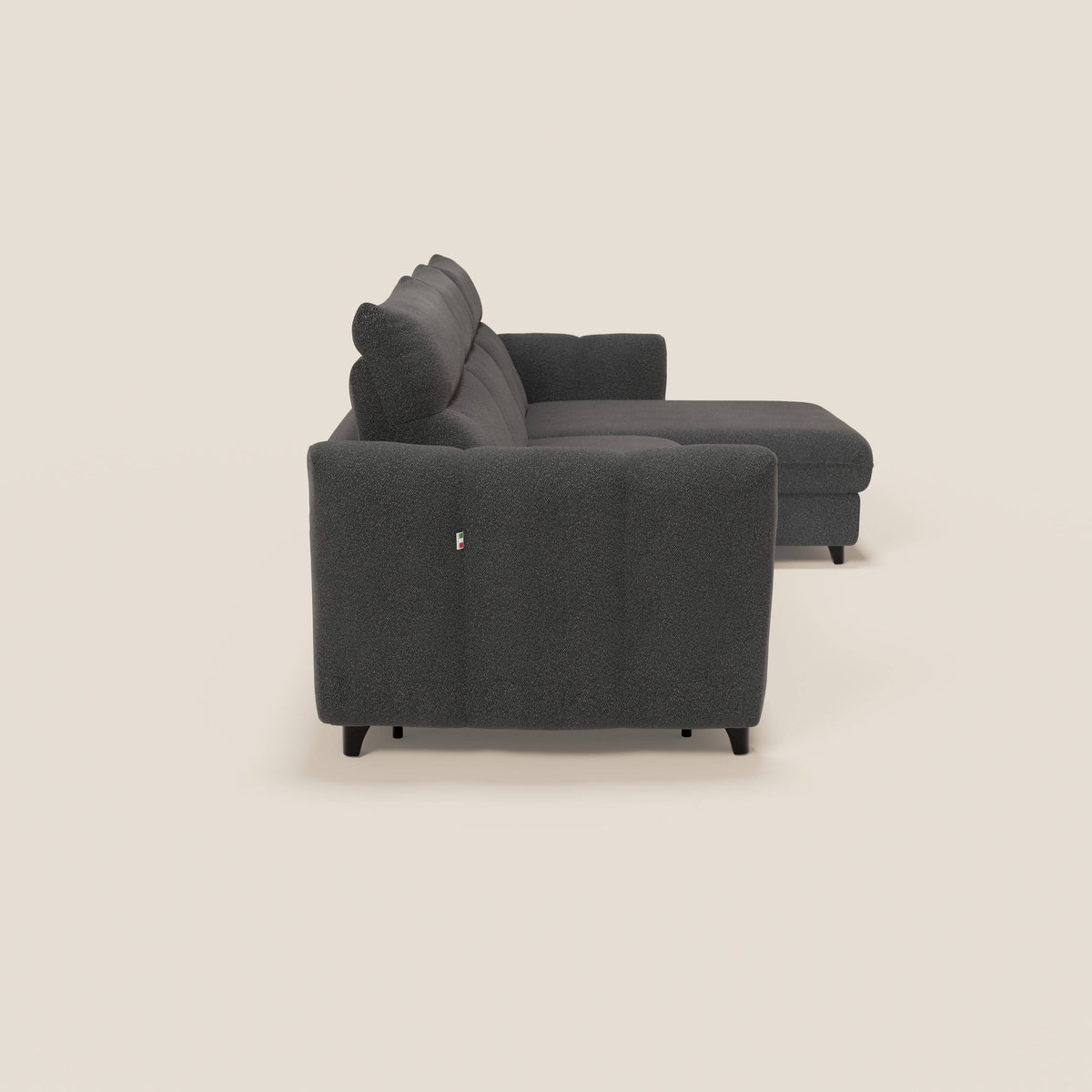 Peonia divano letto angolare con Penisola Contenitore - Materasso H18 cm in Bouclé Impermeabile T07 - divitt.sbs