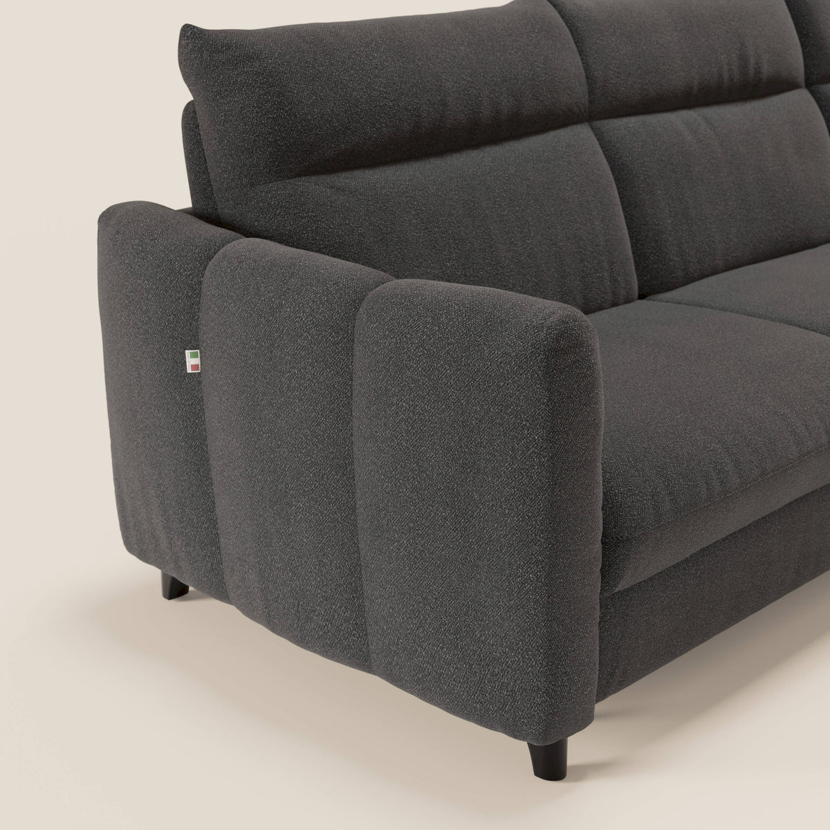 Peonia divano letto angolare con Penisola Contenitore - Materasso H18 cm in Bouclé Impermeabile T07 - divitt.sbs