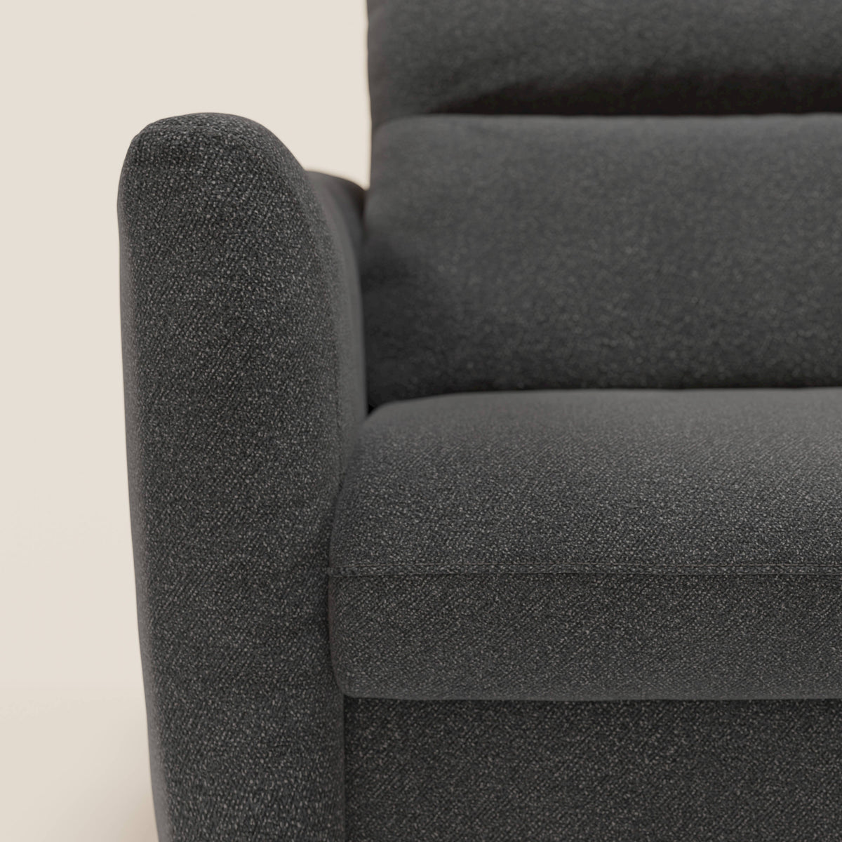 Peonia divano letto angolare con Penisola Contenitore - Materasso H18 cm in Bouclé Impermeabile T07 - divitt.sbs