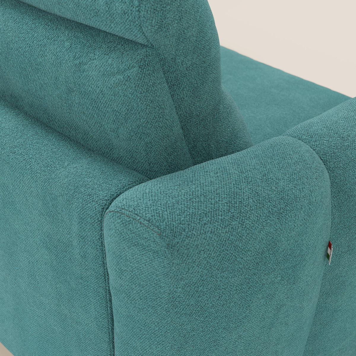 Peonia divano letto angolare con Penisola Contenitore - Materasso H18 cm in Bouclé Impermeabile T07 azzurro - divitt.sbs