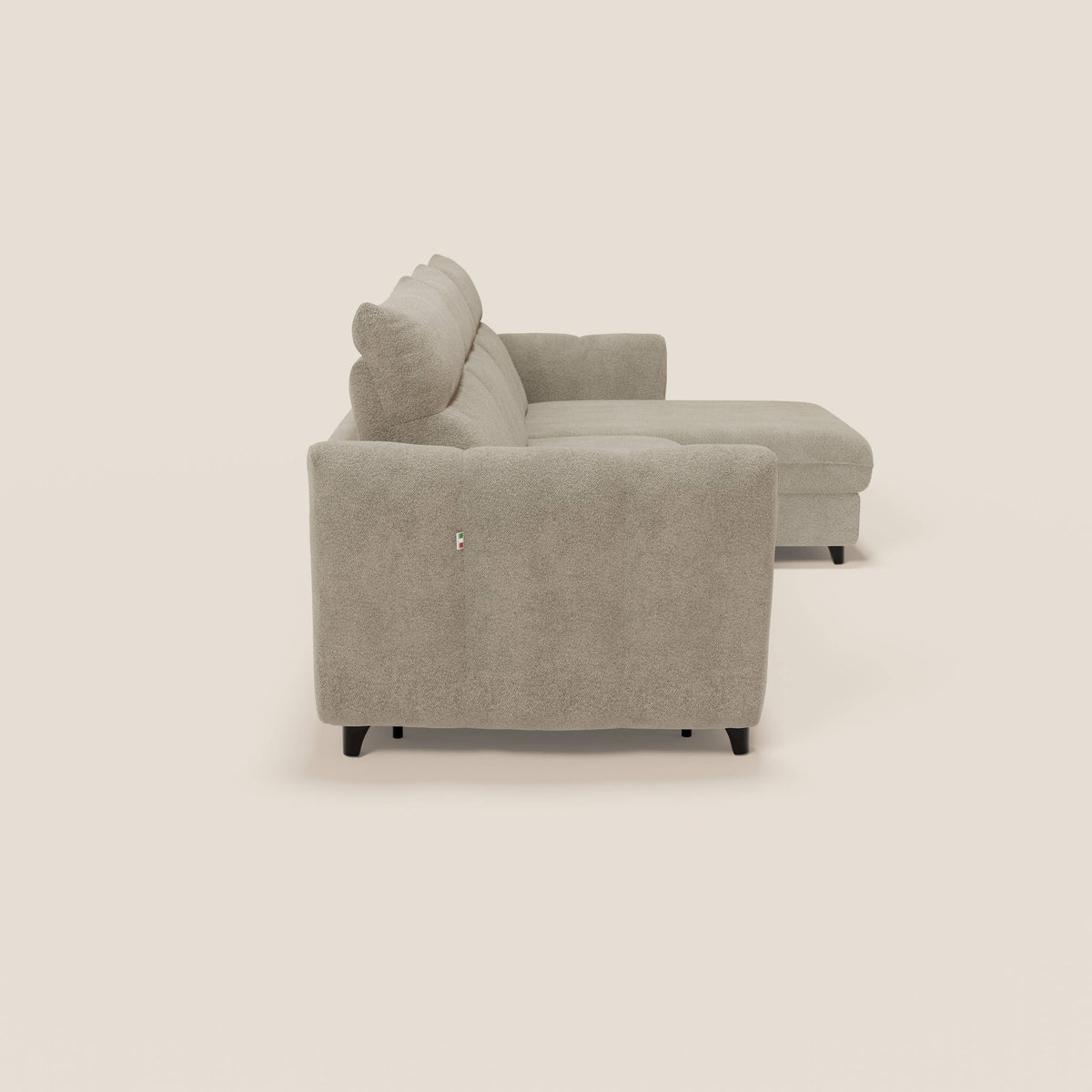 Peonia divano letto angolare con Penisola Contenitore - Materasso H18 cm in Bouclé Impermeabile T07 - divitt.sbs