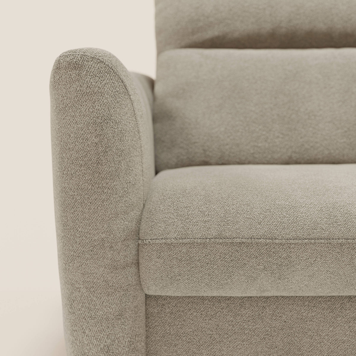 Peonia divano letto angolare con Penisola Contenitore - Materasso H18 cm in Bouclé Impermeabile T07 - divitt.sbs