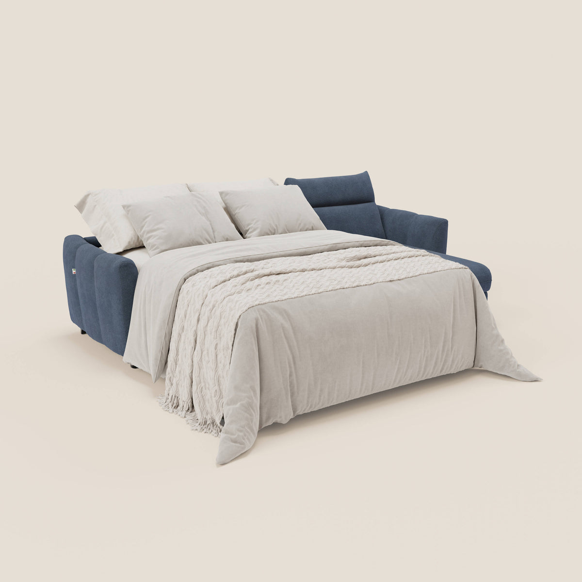 Peonia divano letto angolare con Penisola Contenitore - Materasso H18 cm in Bouclé Impermeabile T07 - divitt.sbs