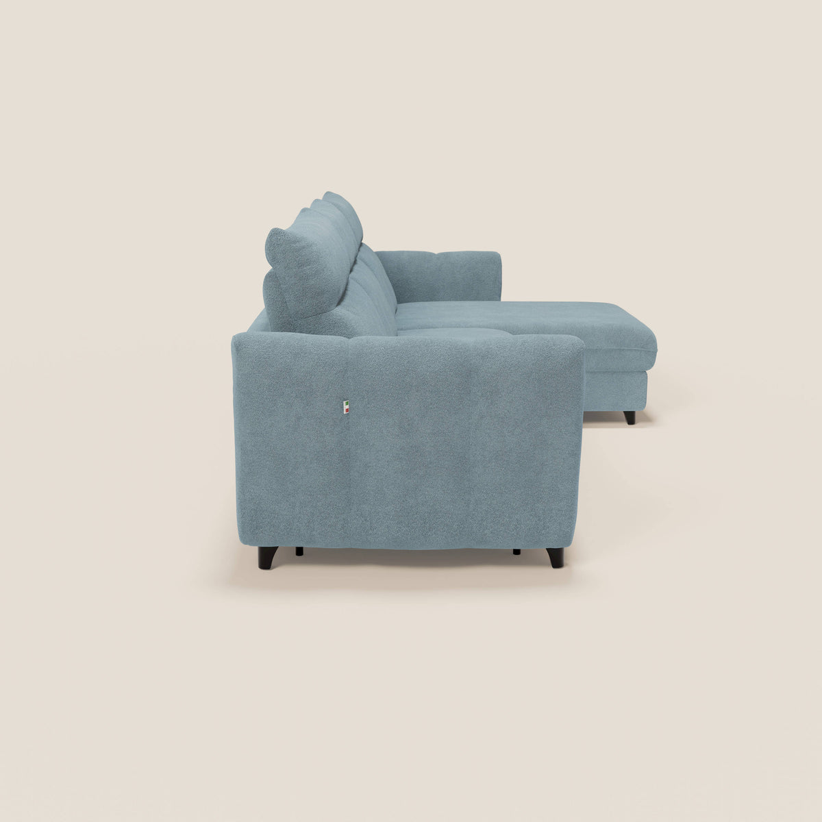 Peonia divano letto angolare con Penisola Contenitore - Materasso H18 cm in Bouclé Impermeabile T07 - divitt.sbs