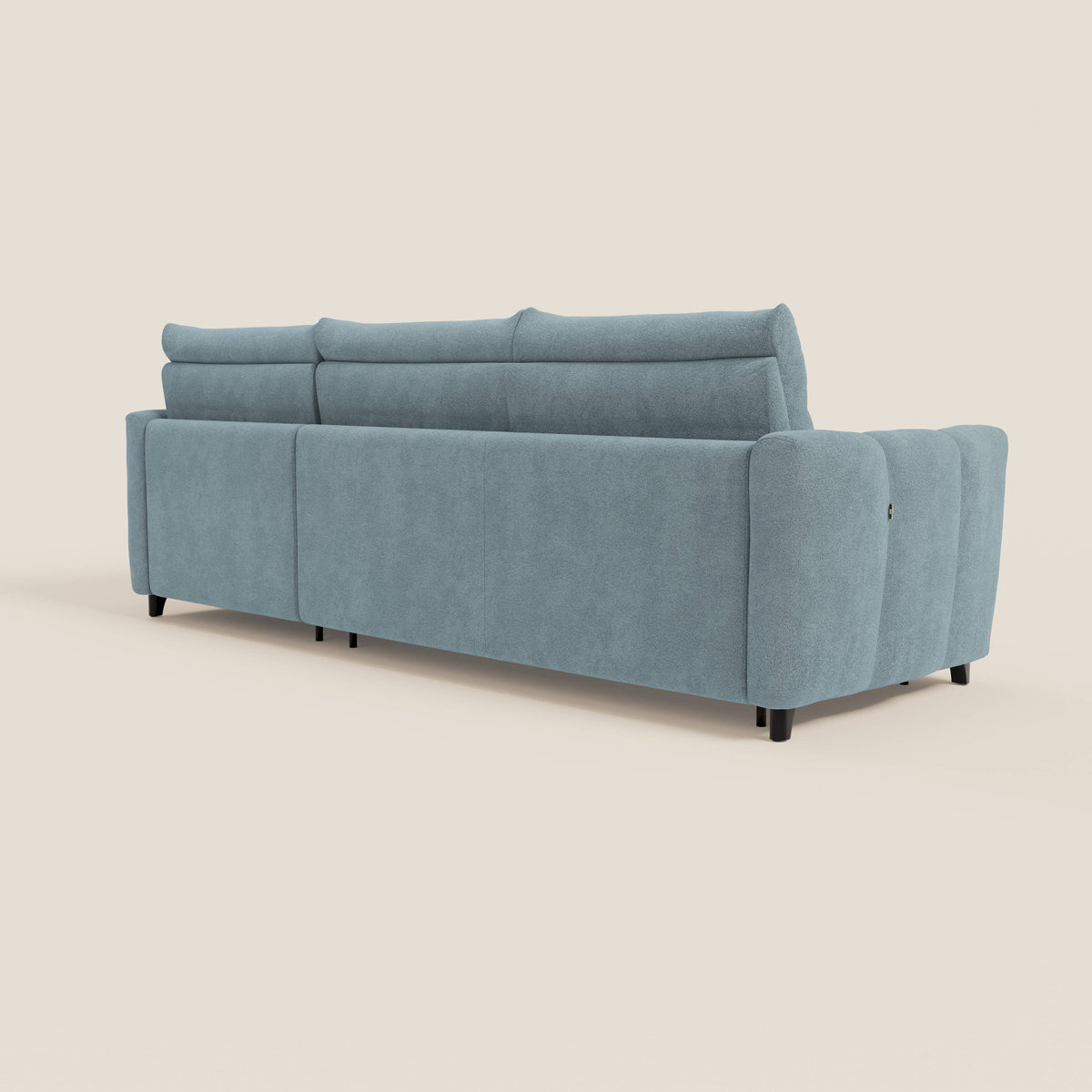 Peonia divano letto angolare con Penisola Contenitore - Materasso H18 cm in Bouclé Impermeabile T07 - divitt.sbs