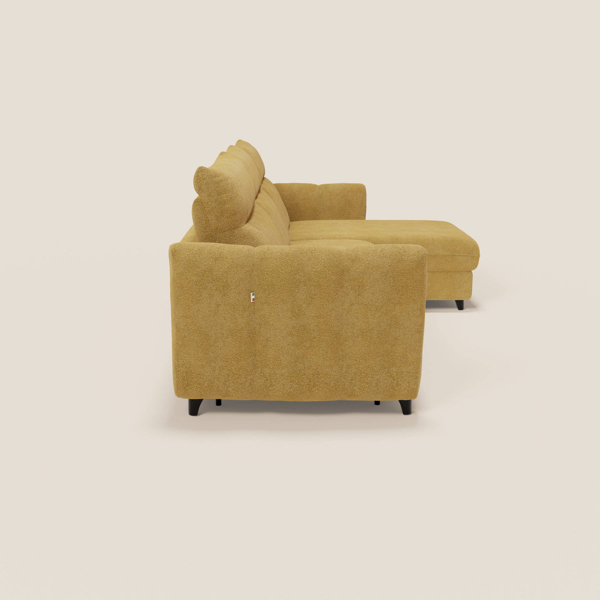 Peonia divano letto angolare con Penisola Contenitore - Materasso H18 cm in Bouclé Impermeabile T07 - divitt.sbs