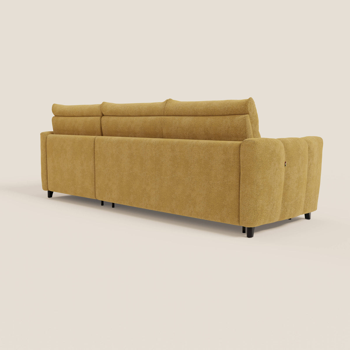 Peonia divano letto angolare con Penisola Contenitore - Materasso H18 cm in Bouclé Impermeabile T07 - divitt.sbs