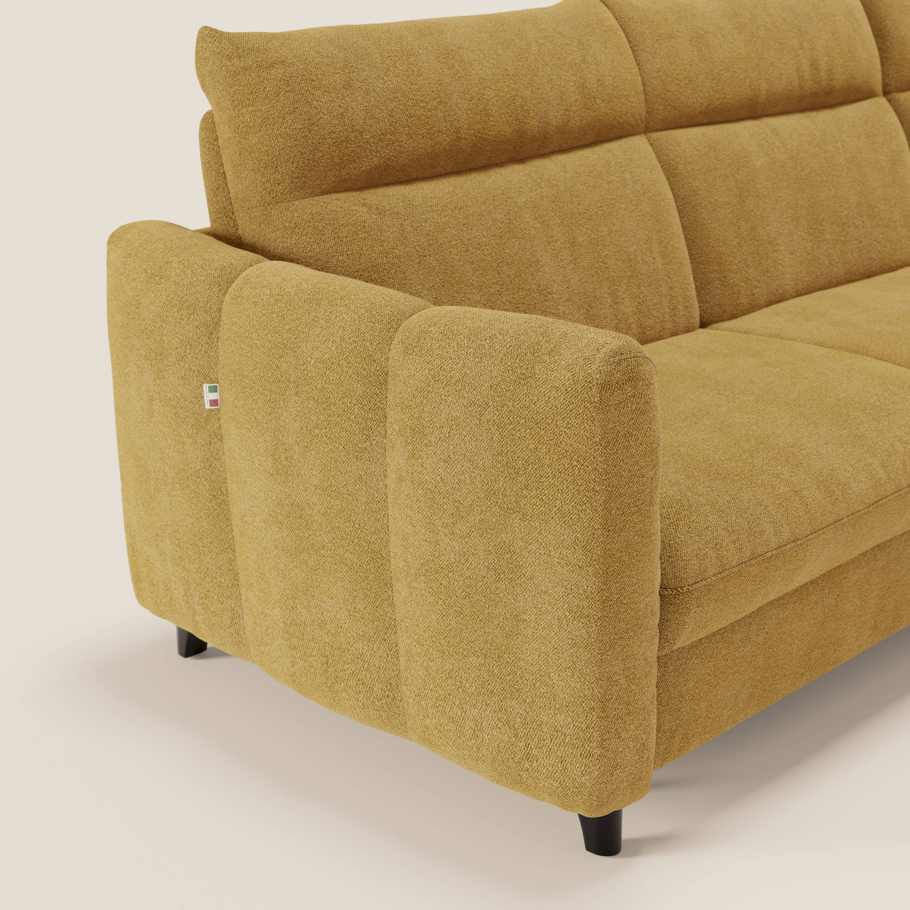 Peonia divano letto angolare con Penisola Contenitore - Materasso H18 cm in Bouclé Impermeabile T07 - divitt.sbs