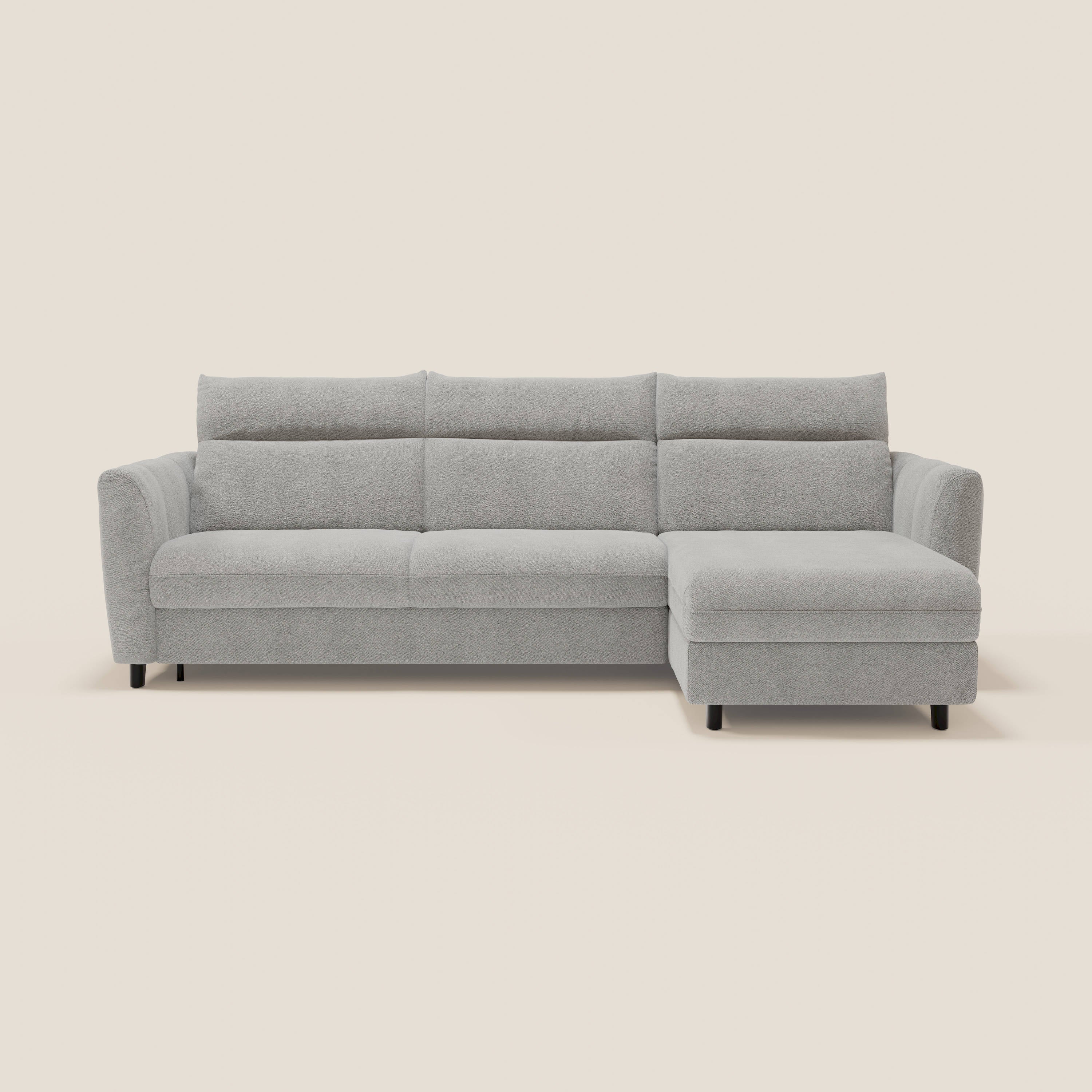 Peonia divano letto angolare con Penisola Contenitore - Materasso H18 cm in Bouclé Impermeabile T07 - divitt.sbs
