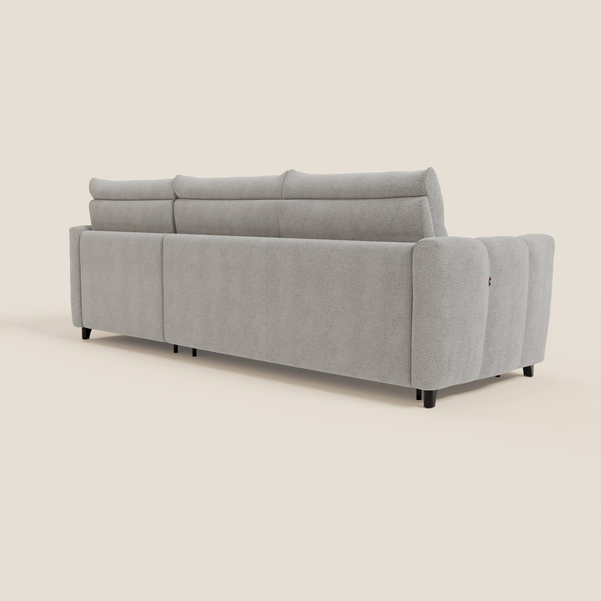 Peonia divano letto angolare con Penisola Contenitore - Materasso H18 cm in Bouclé Impermeabile T07 - divitt.sbs