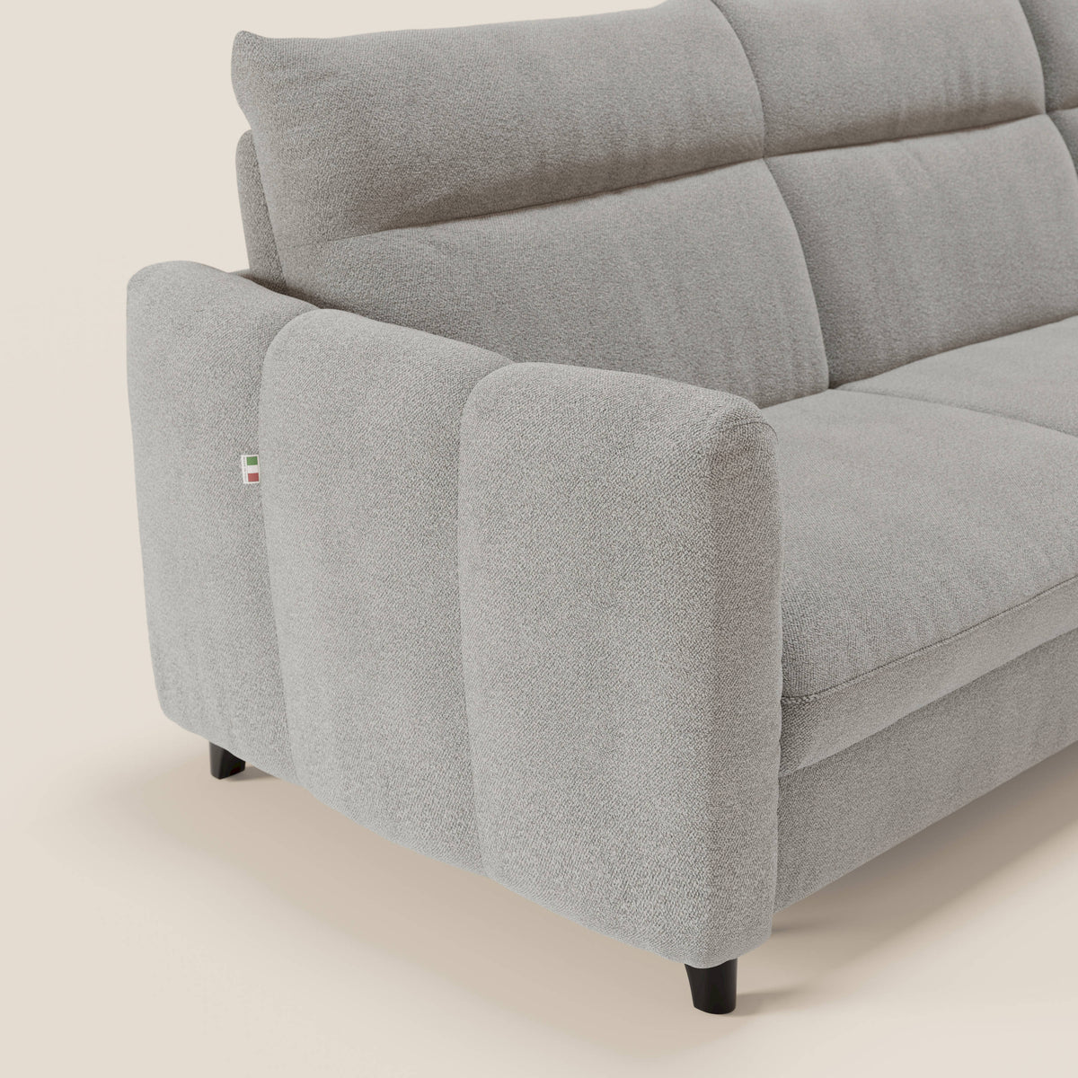 Peonia divano letto angolare con Penisola Contenitore - Materasso H18 cm in Bouclé Impermeabile T07 - divitt.sbs