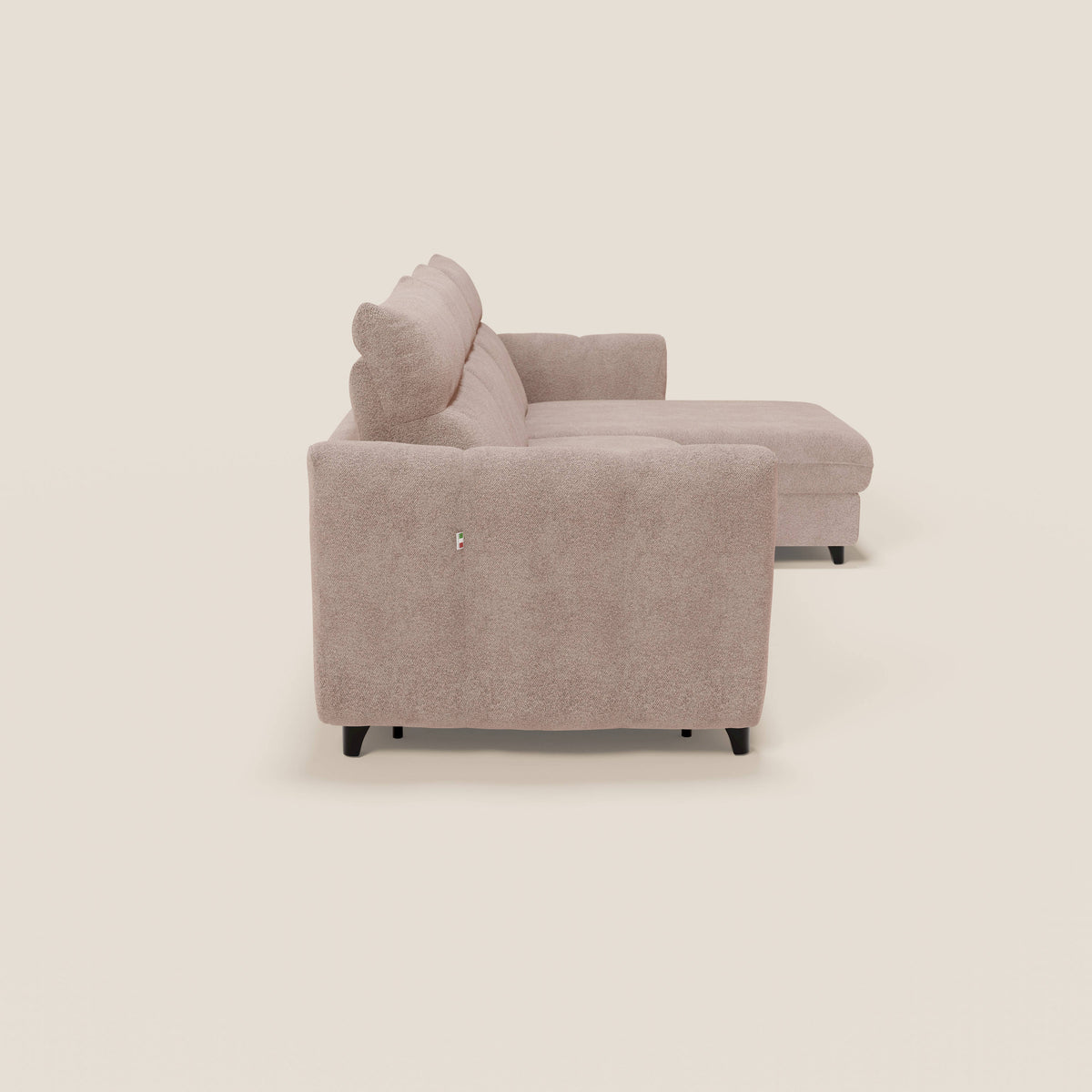 Peonia divano letto angolare con Penisola Contenitore - Materasso H18 cm in Bouclé Impermeabile T07 - divitt.sbs
