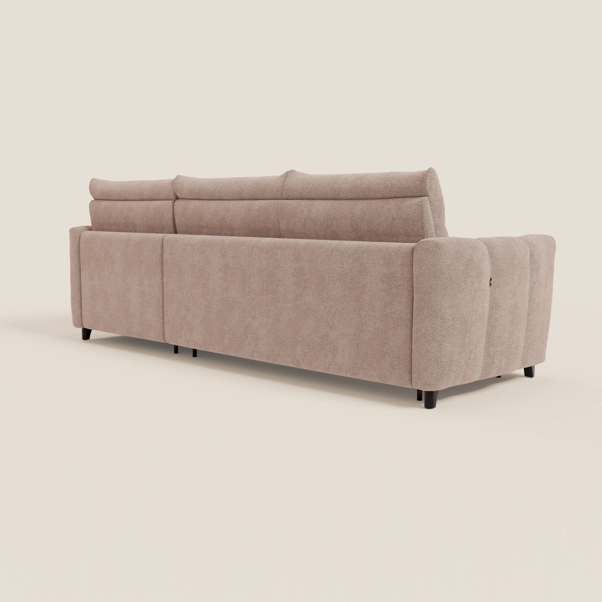 Peonia divano letto angolare con Penisola Contenitore - Materasso H18 cm in Bouclé Impermeabile T07 - divitt.sbs