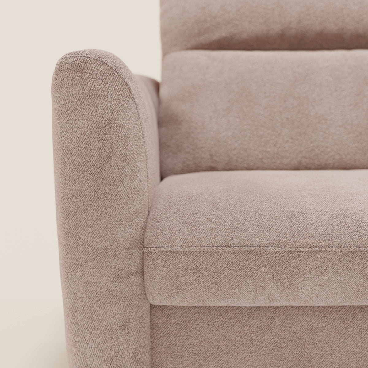 Peonia divano letto angolare con Penisola Contenitore - Materasso H18 cm in Bouclé Impermeabile T07 - divitt.sbs