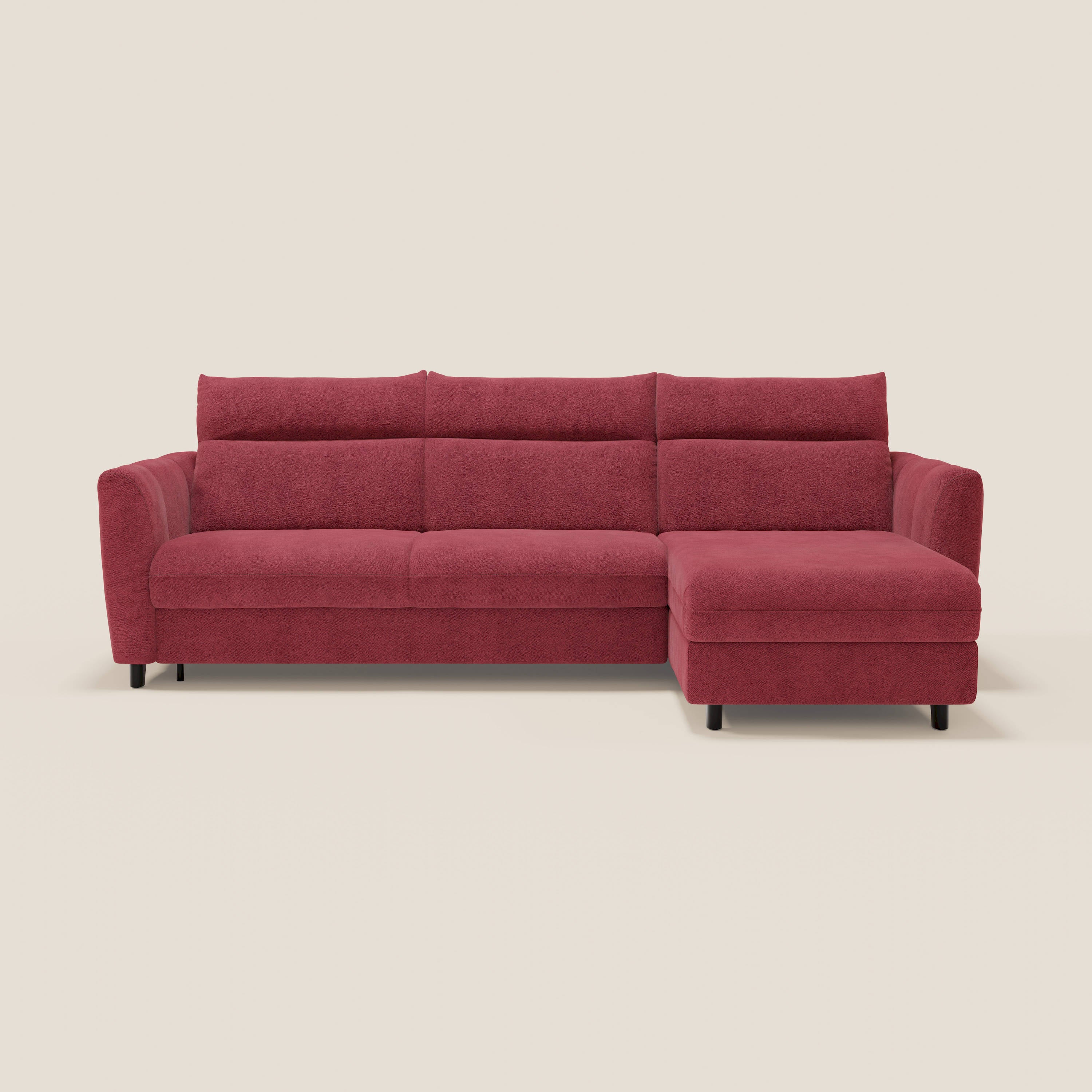 Peonia divano letto angolare con Penisola Contenitore - Materasso H18 cm in Bouclé Impermeabile T07 - divitt.sbs