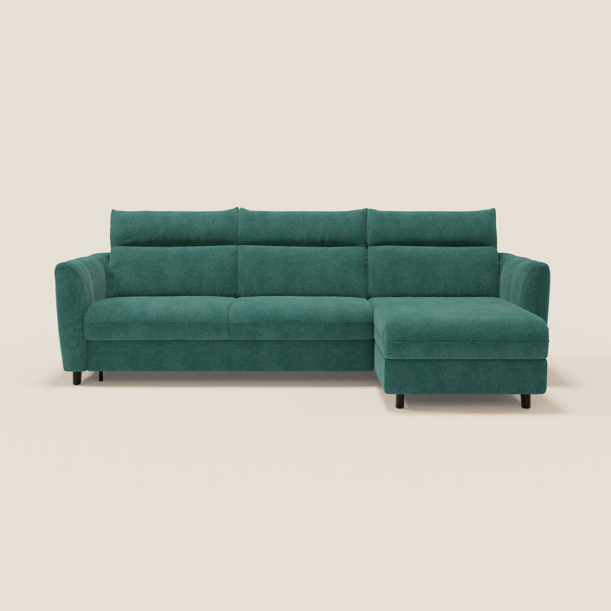 Peonia divano letto angolare con Penisola Contenitore - Materasso H18 cm in Bouclé Impermeabile T07 - divitt.sbs