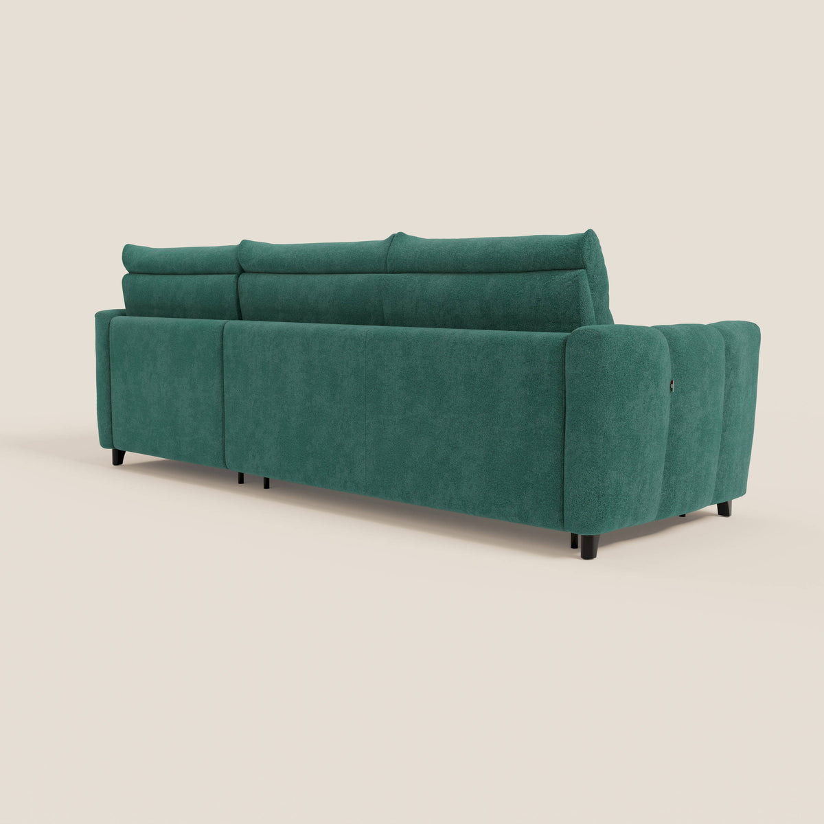 Peonia divano letto angolare con Penisola Contenitore - Materasso H18 cm in Bouclé Impermeabile T07 - divitt.sbs
