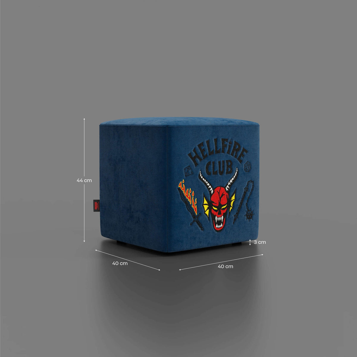 Cube pouf Hellfire club Stranger Things Edition l'icona che diventa design - blu - divitt.sbs