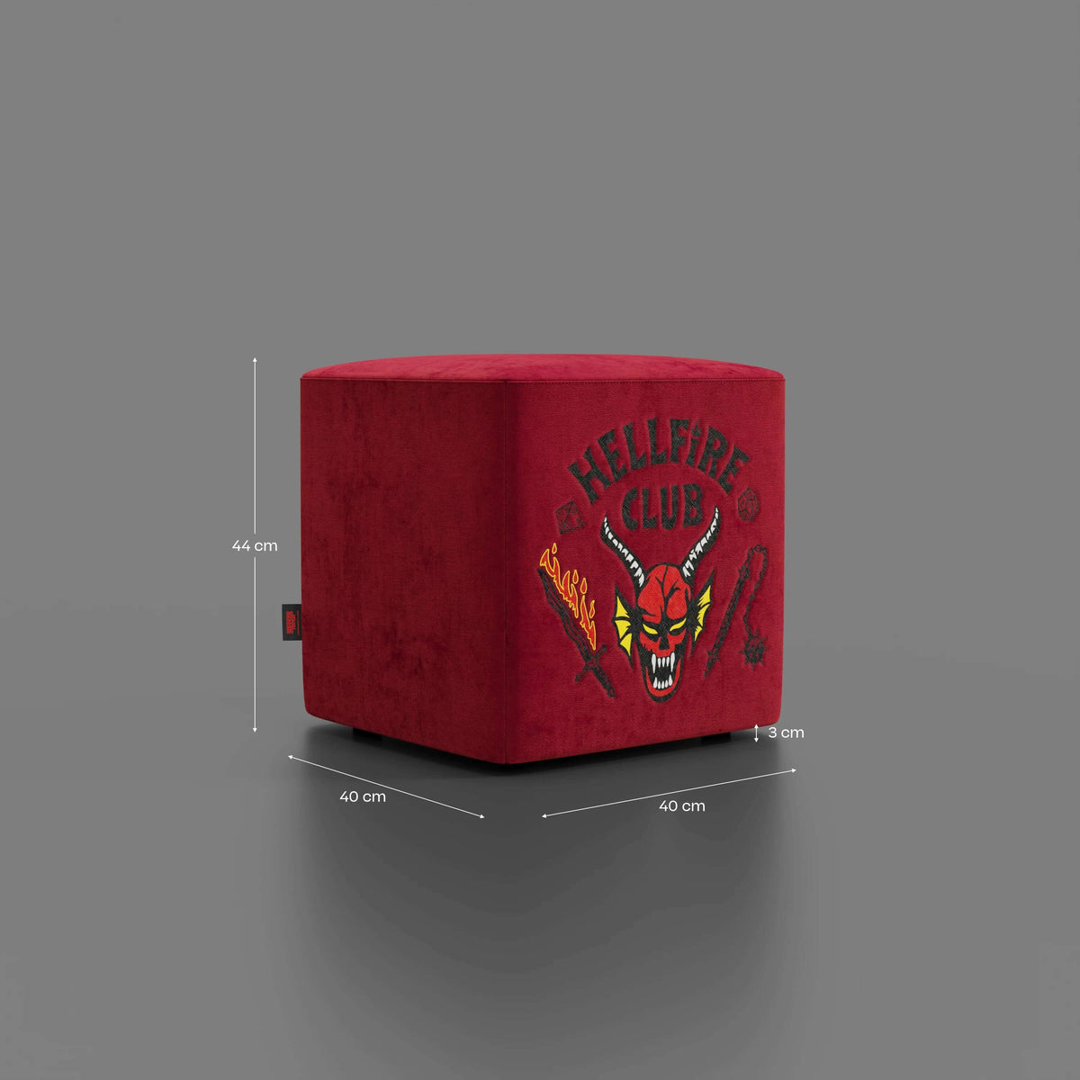 Cube pouf Hellfire club Stranger Things Edition l'icona che diventa design - rosso - divitt.sbs