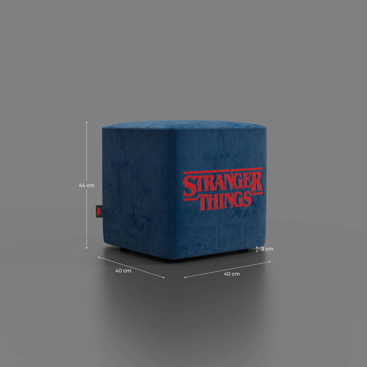 Cube pouf Stranger Things Edition - Il design incontra la leggenda in tessuto smacchiabile blu - divitt.sbs
