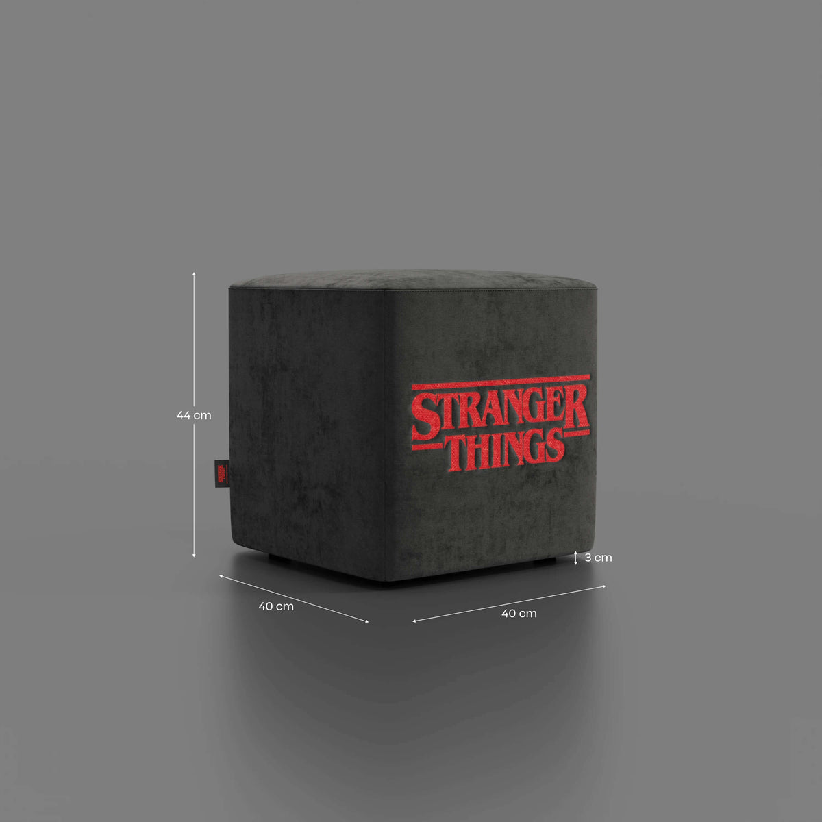 Cube pouf Stranger Things Edition - Il design incontra la leggenda in tessuto smacchiabile antracite - divitt.sbs
