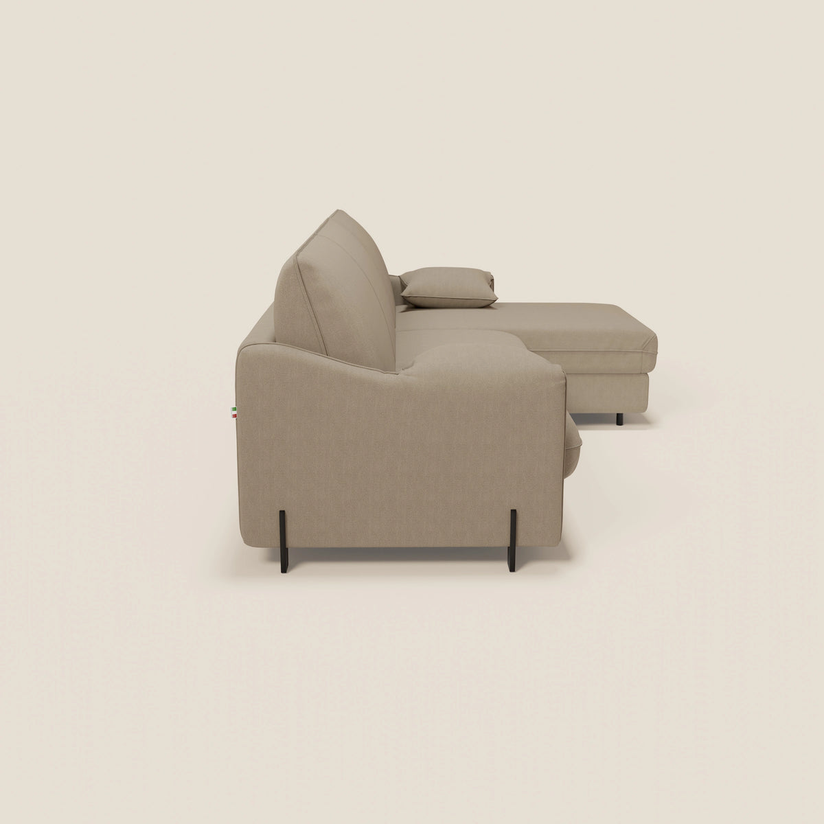 Primula divano letto angolare con materasso H18 cm - penisola contenitore in tessuto smacchiabile T05 - divitt.sbs