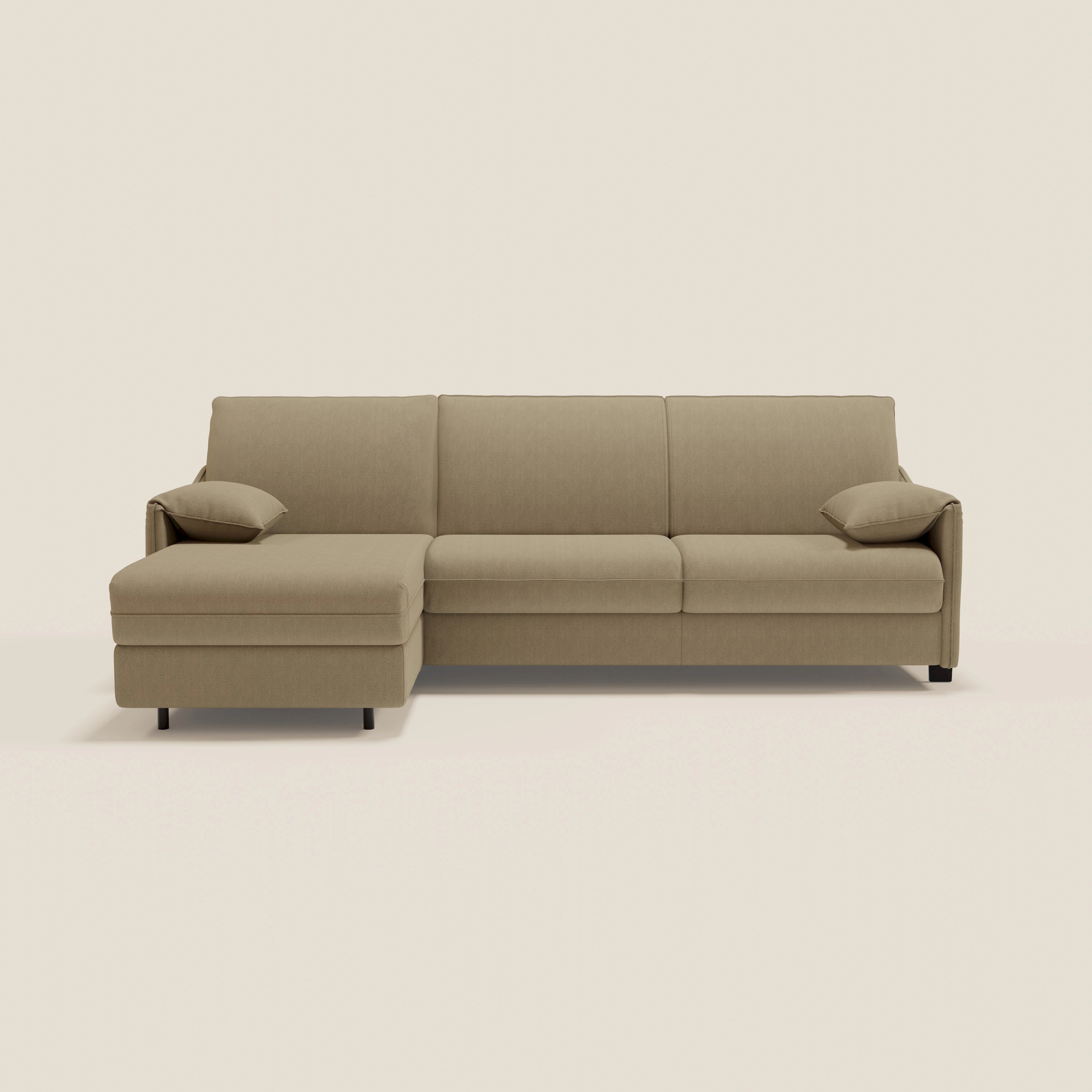 Primula divano letto angolare con materasso H18 cm - penisola contenitore in tessuto smacchiabile T05 - divitt.sbs