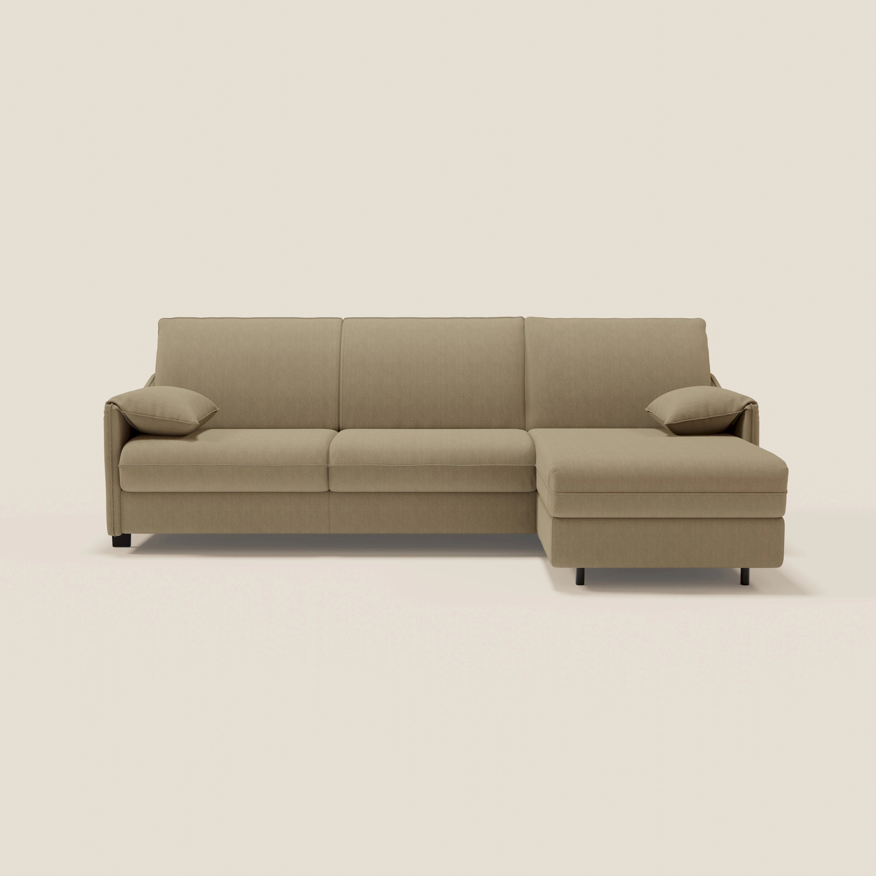 Primula divano letto angolare con materasso H18 cm - penisola contenitore in tessuto smacchiabile T05 - divitt.sbs