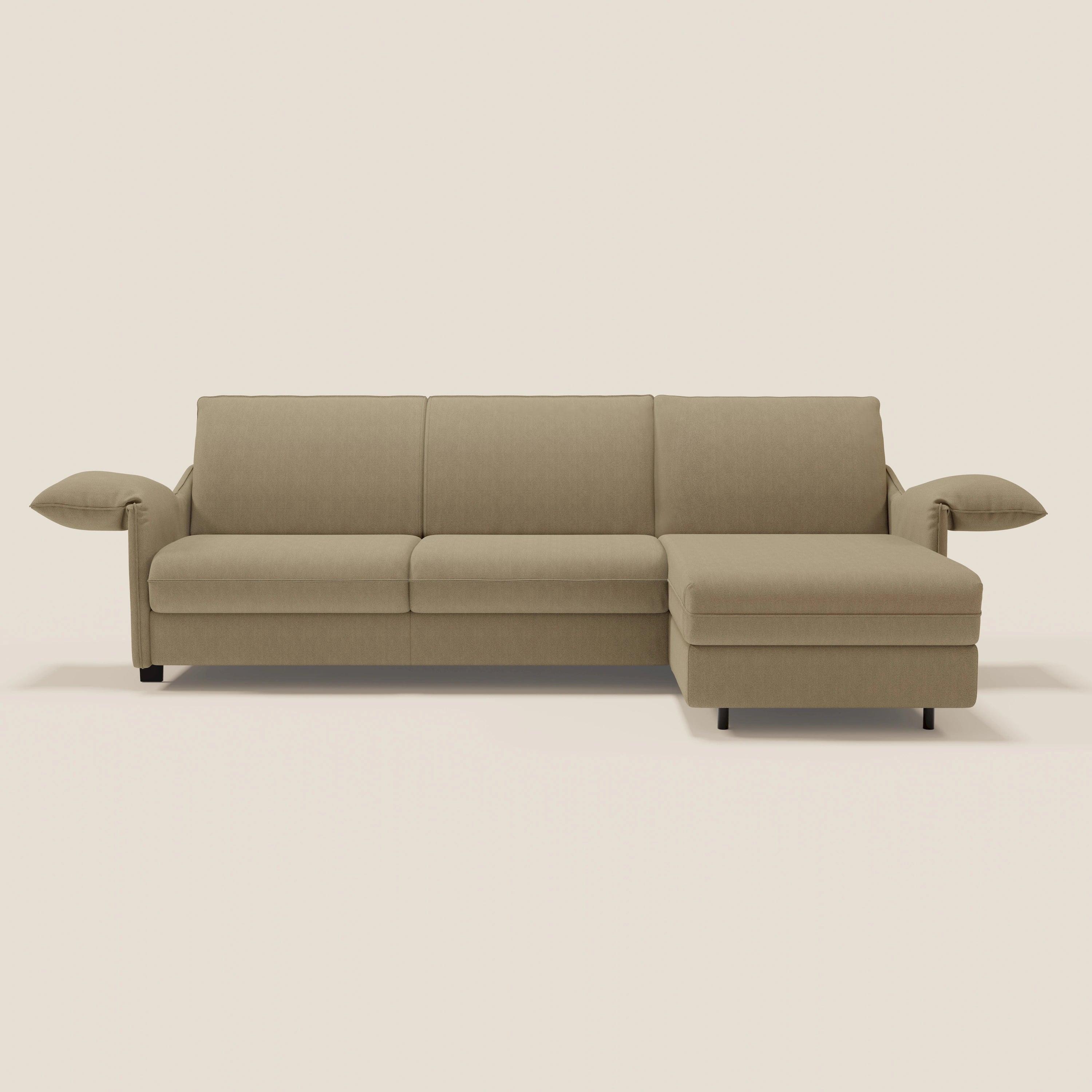 Primula divano letto angolare con materasso H18 cm - penisola contenitore in tessuto smacchiabile T05 - divitt.sbs