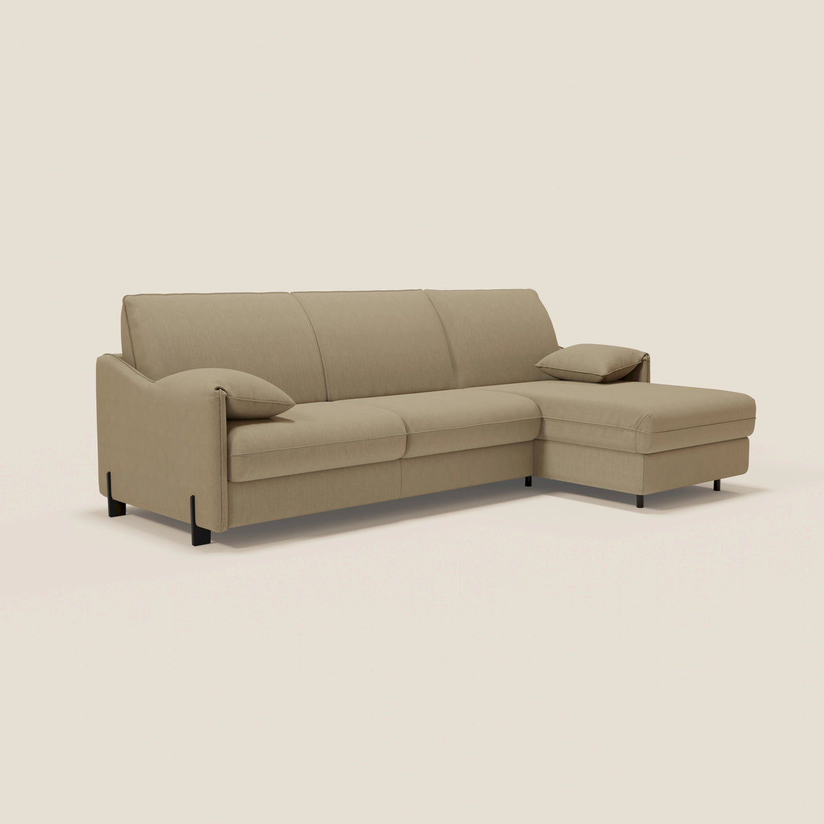Primula divano letto angolare con materasso H18 cm - penisola contenitore in tessuto smacchiabile T05 - divitt.sbs