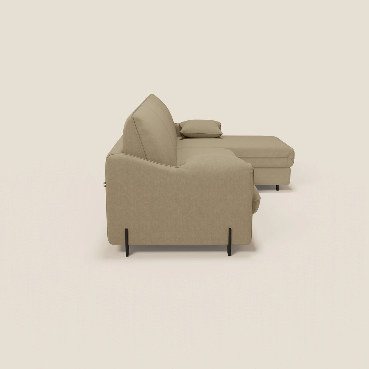 Primula divano letto angolare con materasso H18 cm - penisola contenitore in tessuto smacchiabile T05 - divitt.sbs