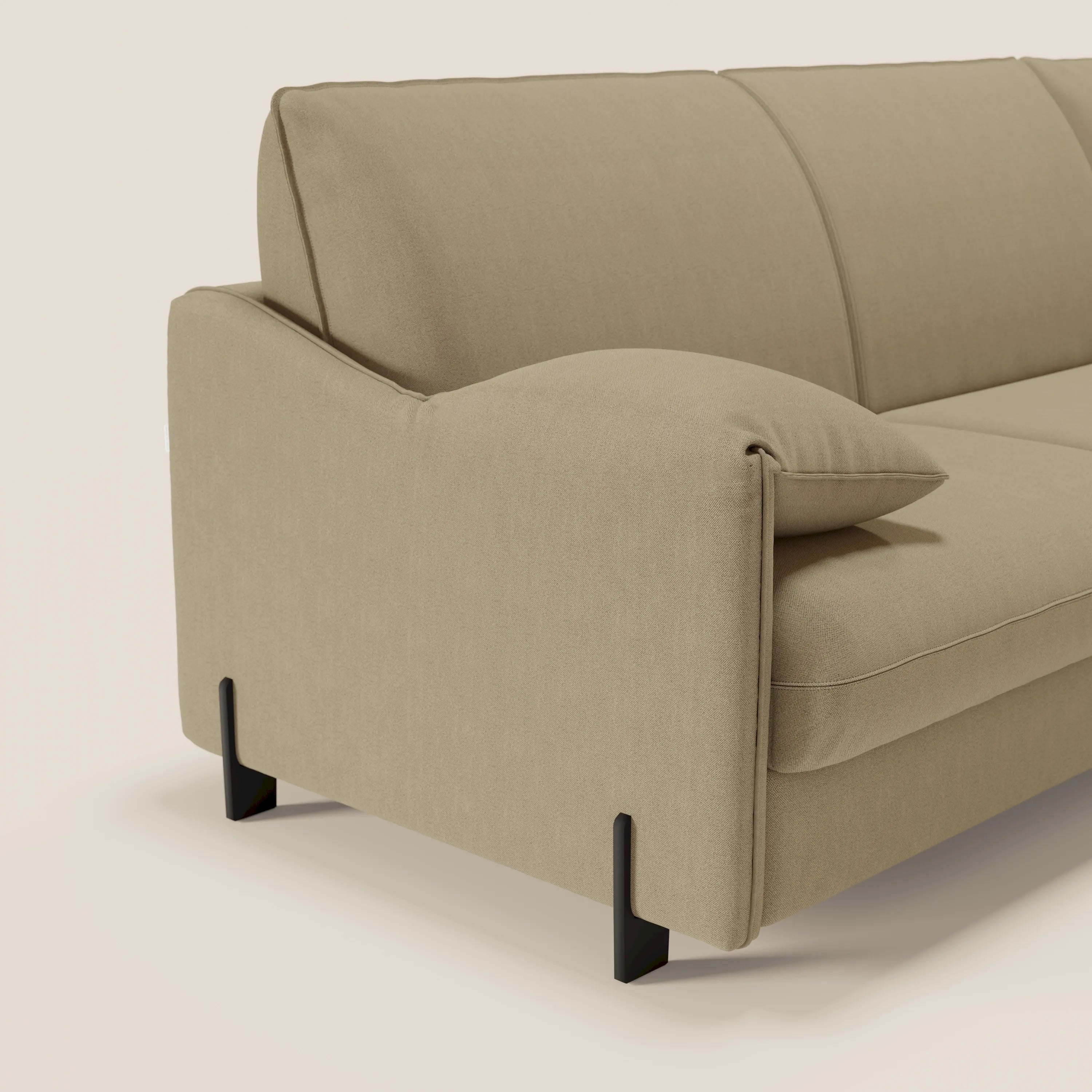 Primula divano letto angolare con materasso H18 cm - penisola contenitore in tessuto smacchiabile T05 - divitt.sbs