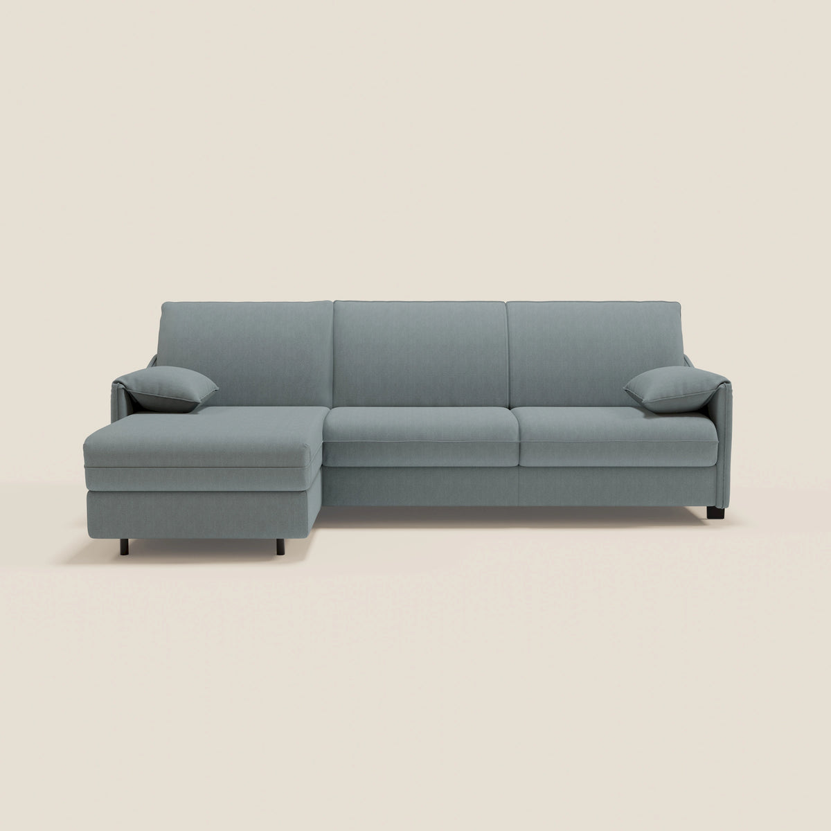 Primula divano letto angolare con materasso H18 cm - penisola contenitore in tessuto smacchiabile T05 - divitt.sbs