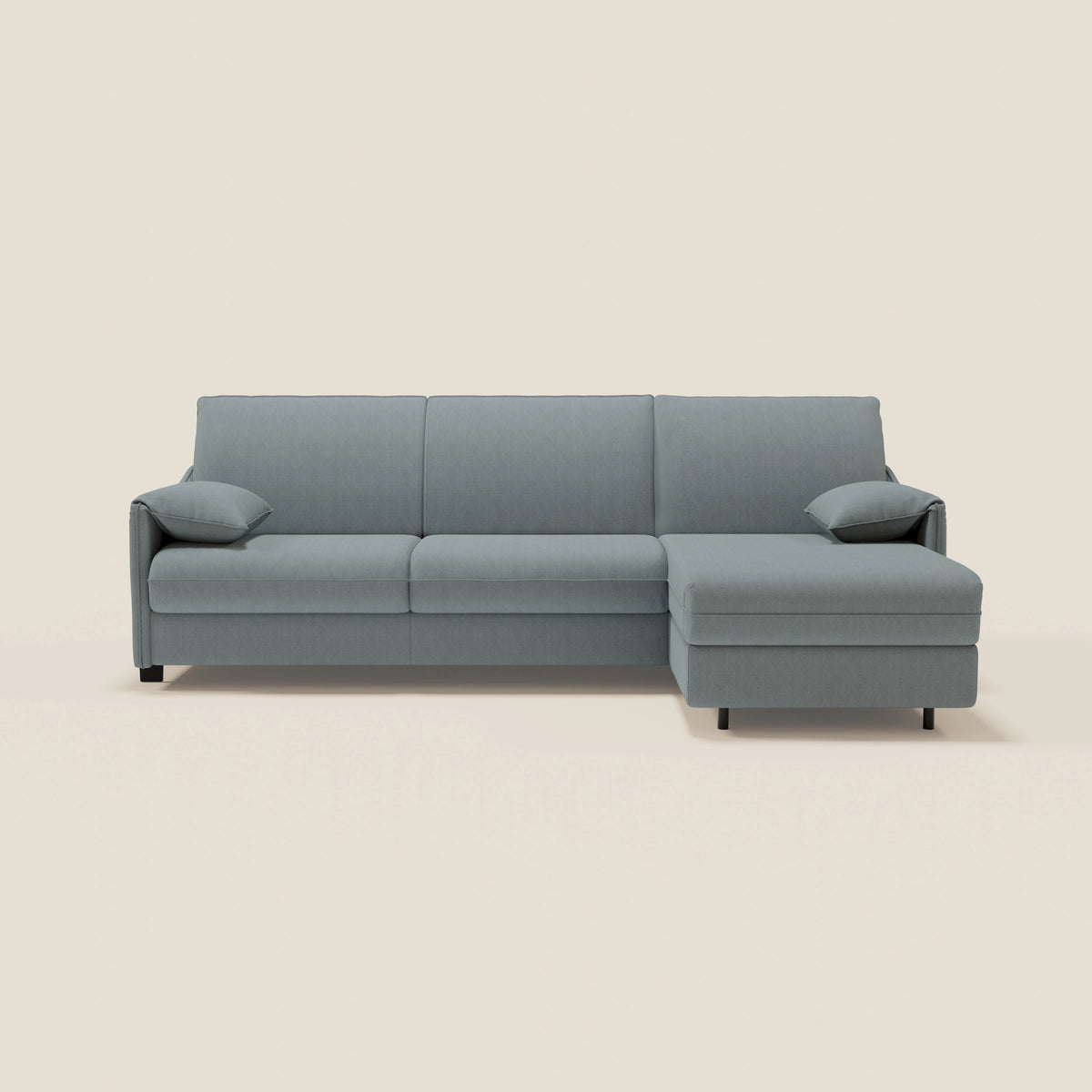 Primula divano letto angolare con materasso H18 cm - penisola contenitore in tessuto smacchiabile T05 - divitt.sbs