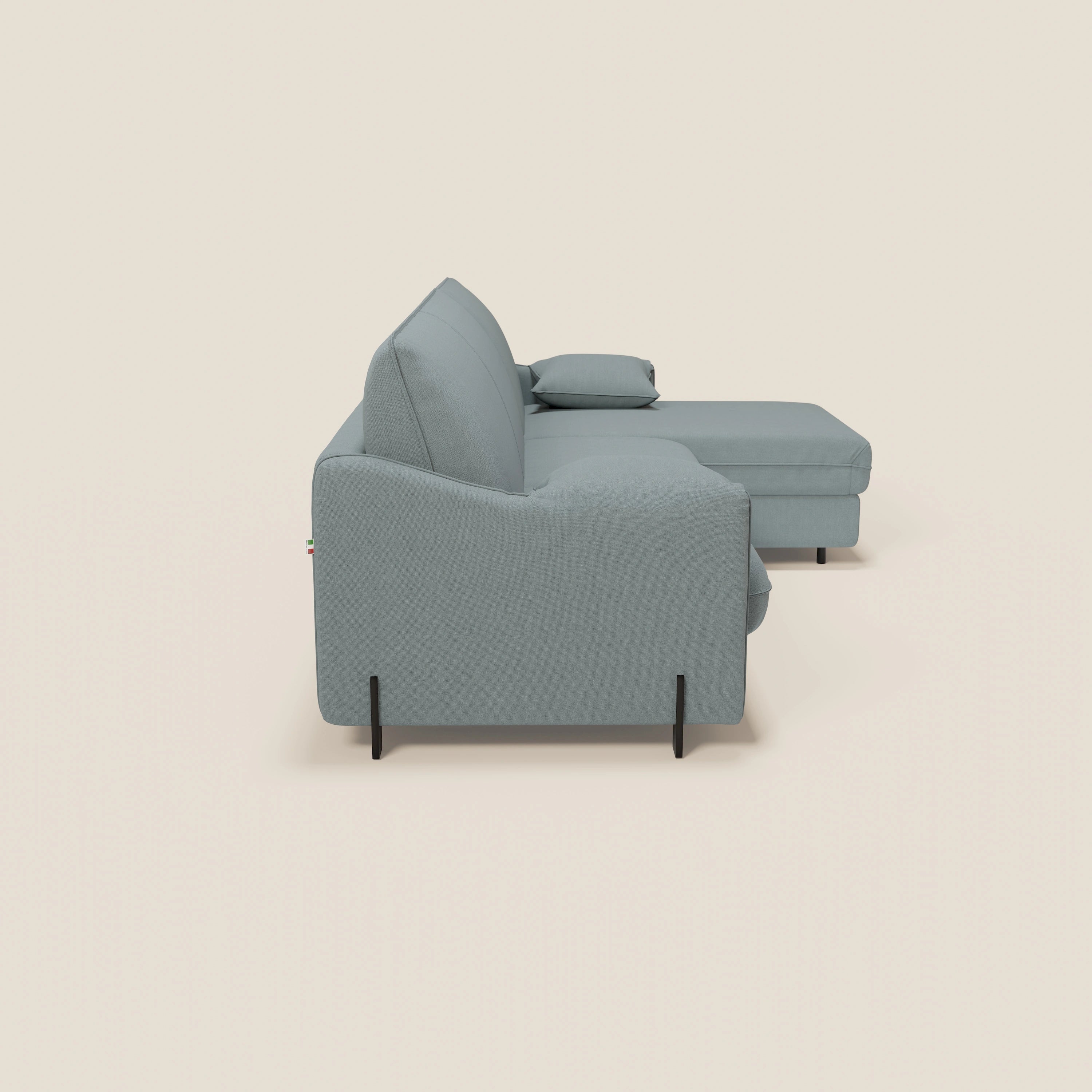 Primula divano letto angolare con materasso H18 cm - penisola contenitore in tessuto smacchiabile T05 - divitt.sbs