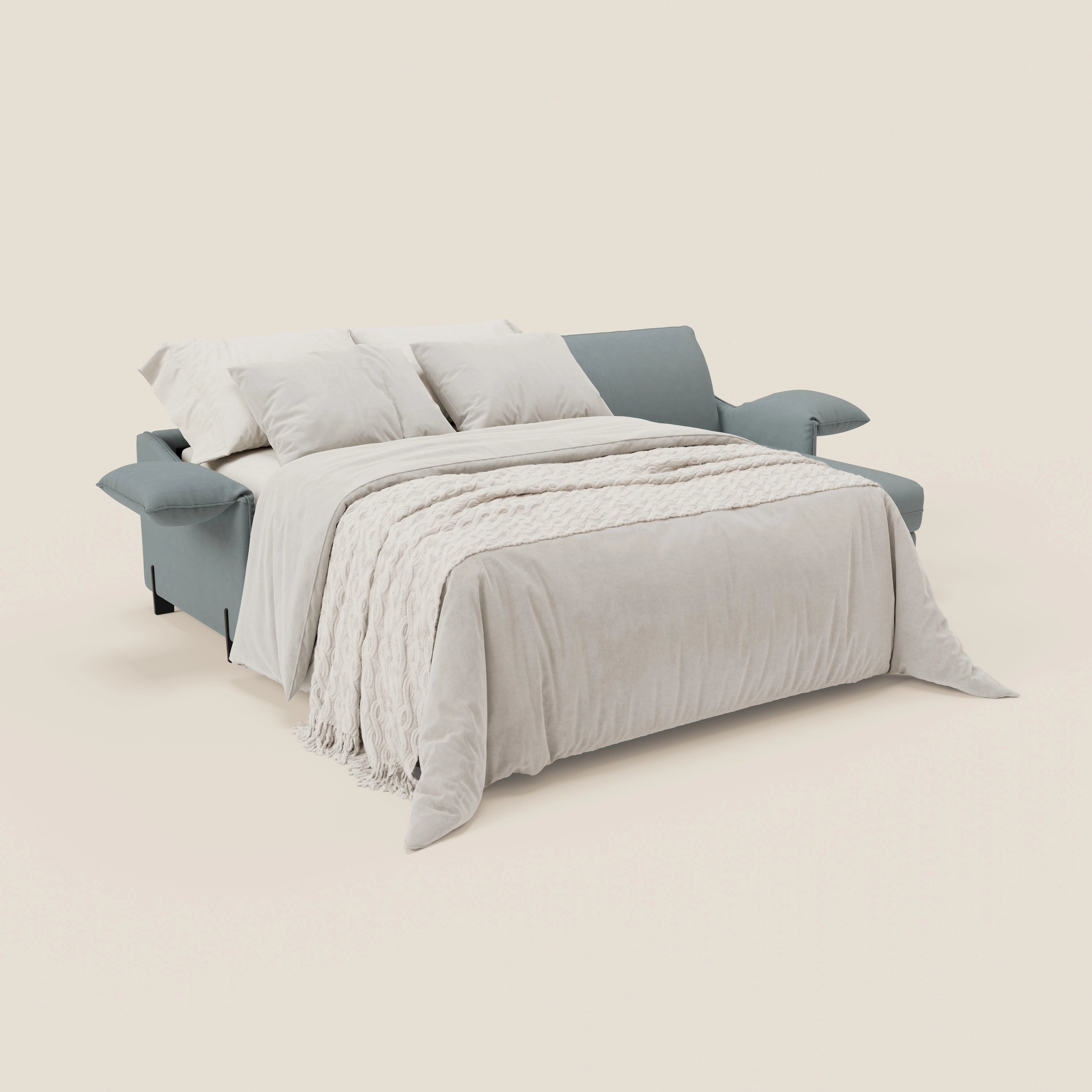 Primula divano letto angolare con materasso H18 cm - penisola contenitore in tessuto smacchiabile T05 - divitt.sbs