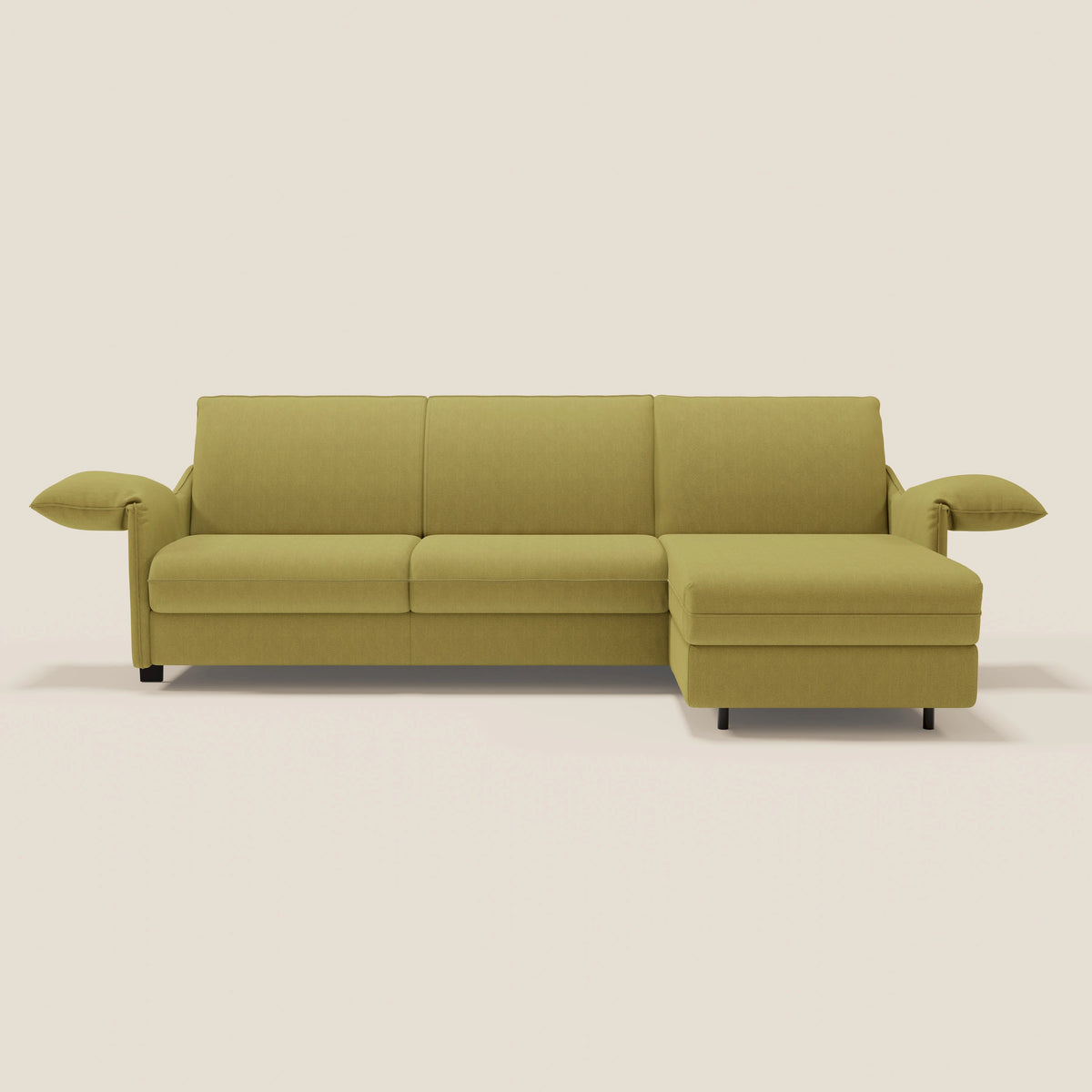 Primula divano letto angolare con materasso H18 cm - penisola contenitore in tessuto smacchiabile T05 - divitt.sbs