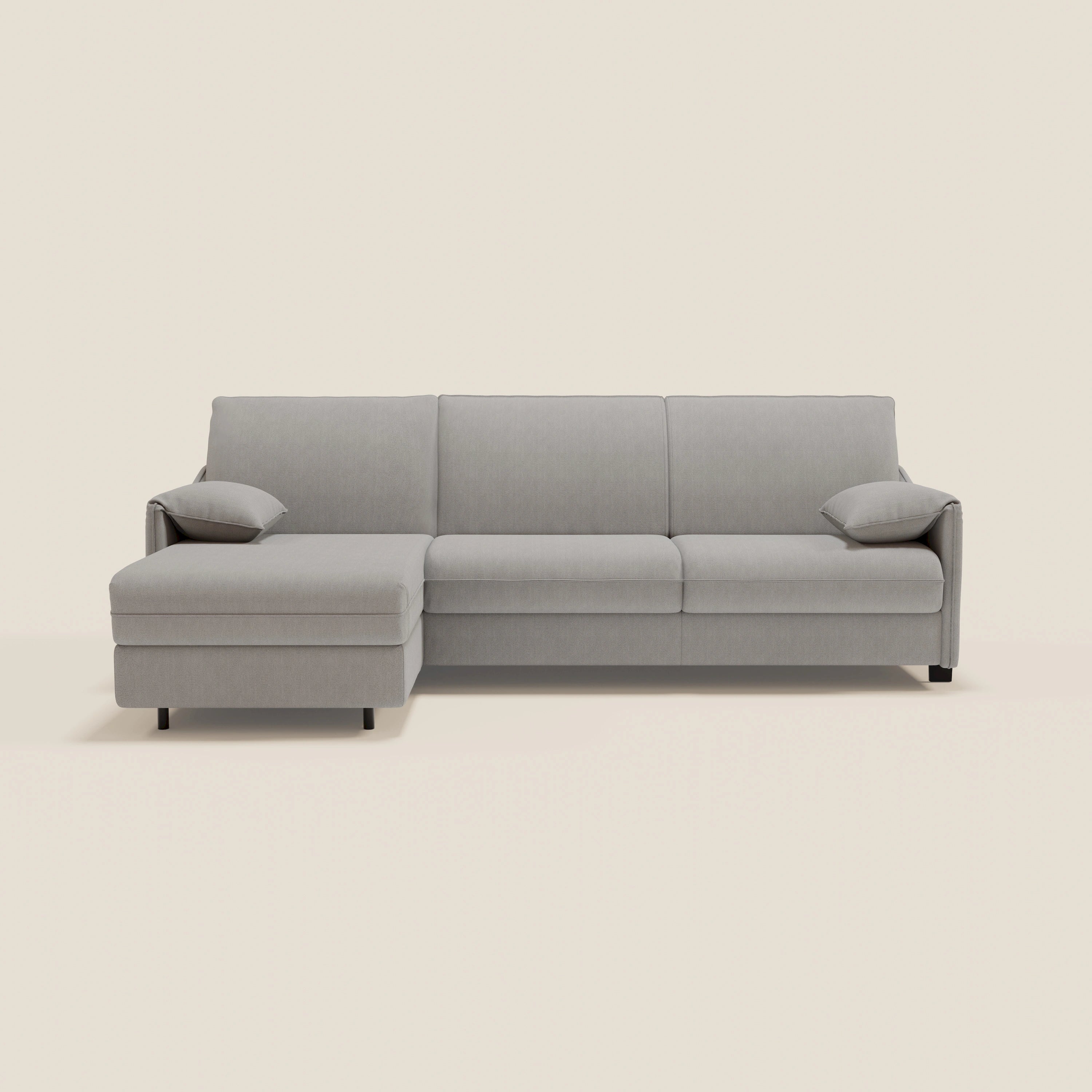Primula divano letto angolare con materasso H18 cm - penisola contenitore in tessuto smacchiabile T05 - divitt.sbs