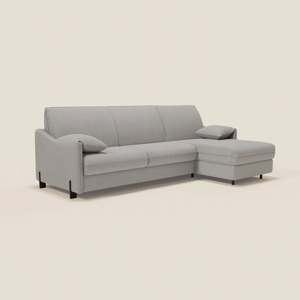 Primula divano letto angolare con materasso H18 cm - penisola contenitore in tessuto smacchiabile T05 - divitt.sbs