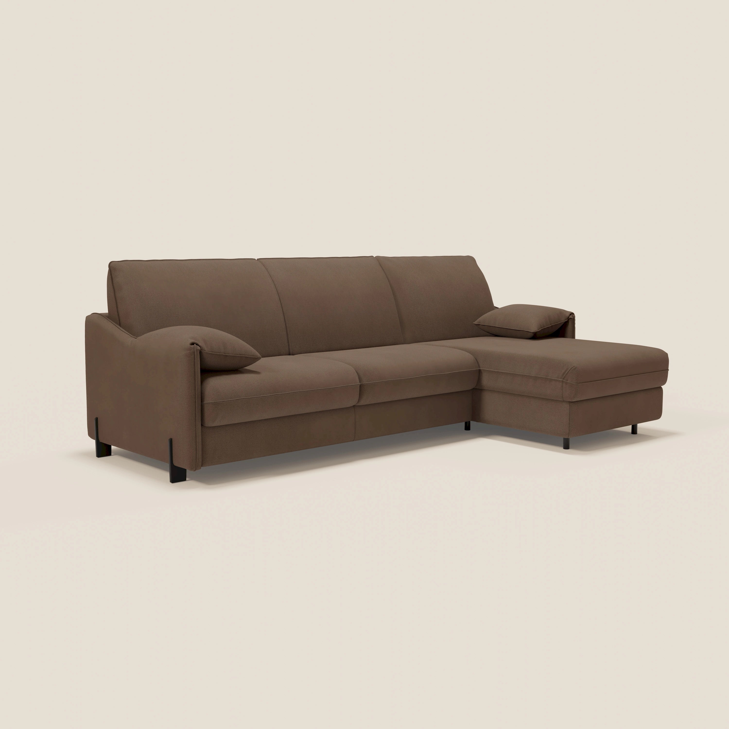 Primula divano letto angolare con materasso H18 cm - penisola contenitore in tessuto smacchiabile T05 - divitt.sbs
