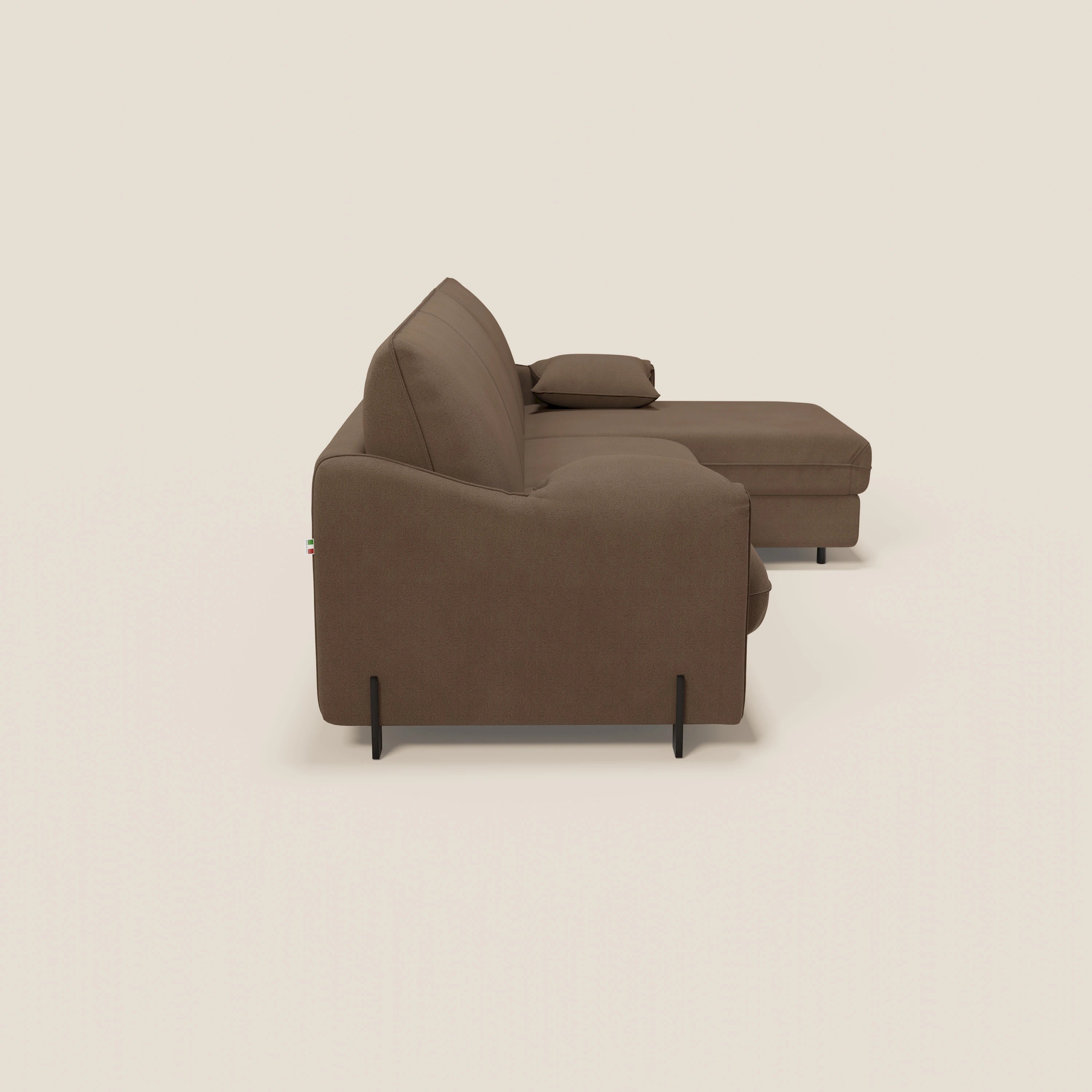 Primula divano letto angolare con materasso H18 cm - penisola contenitore in tessuto smacchiabile T05 - divitt.sbs