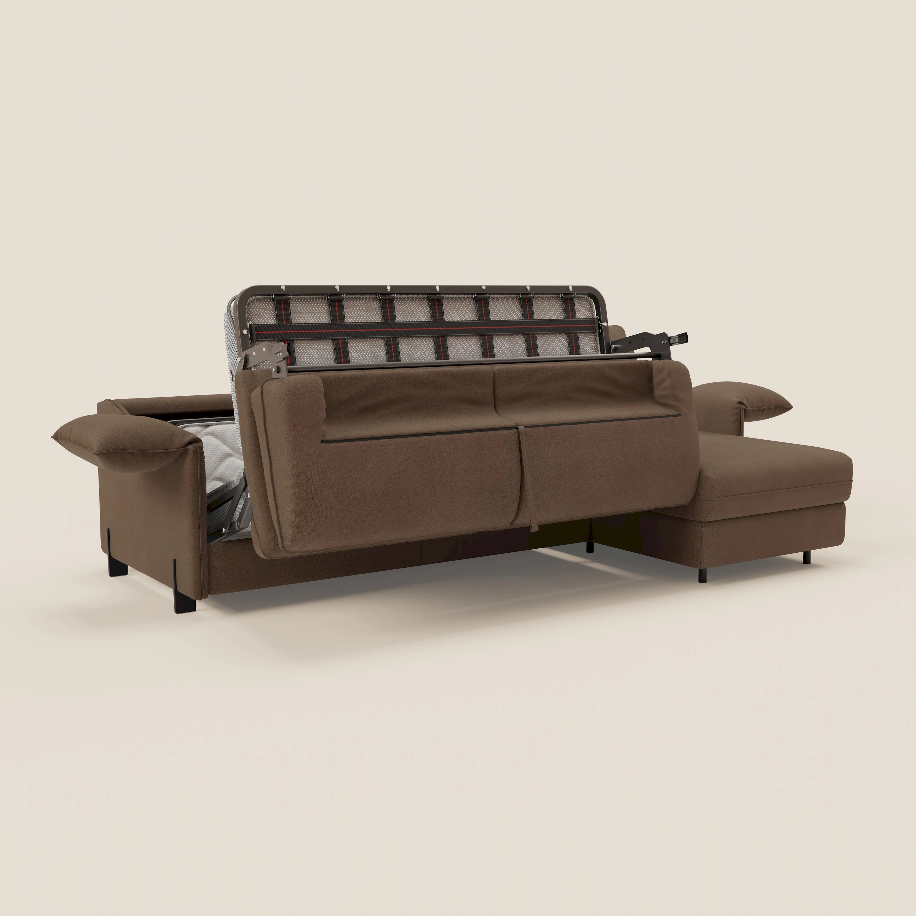 Primula divano letto angolare con materasso H18 cm - penisola contenitore in tessuto smacchiabile T05 - divitt.sbs