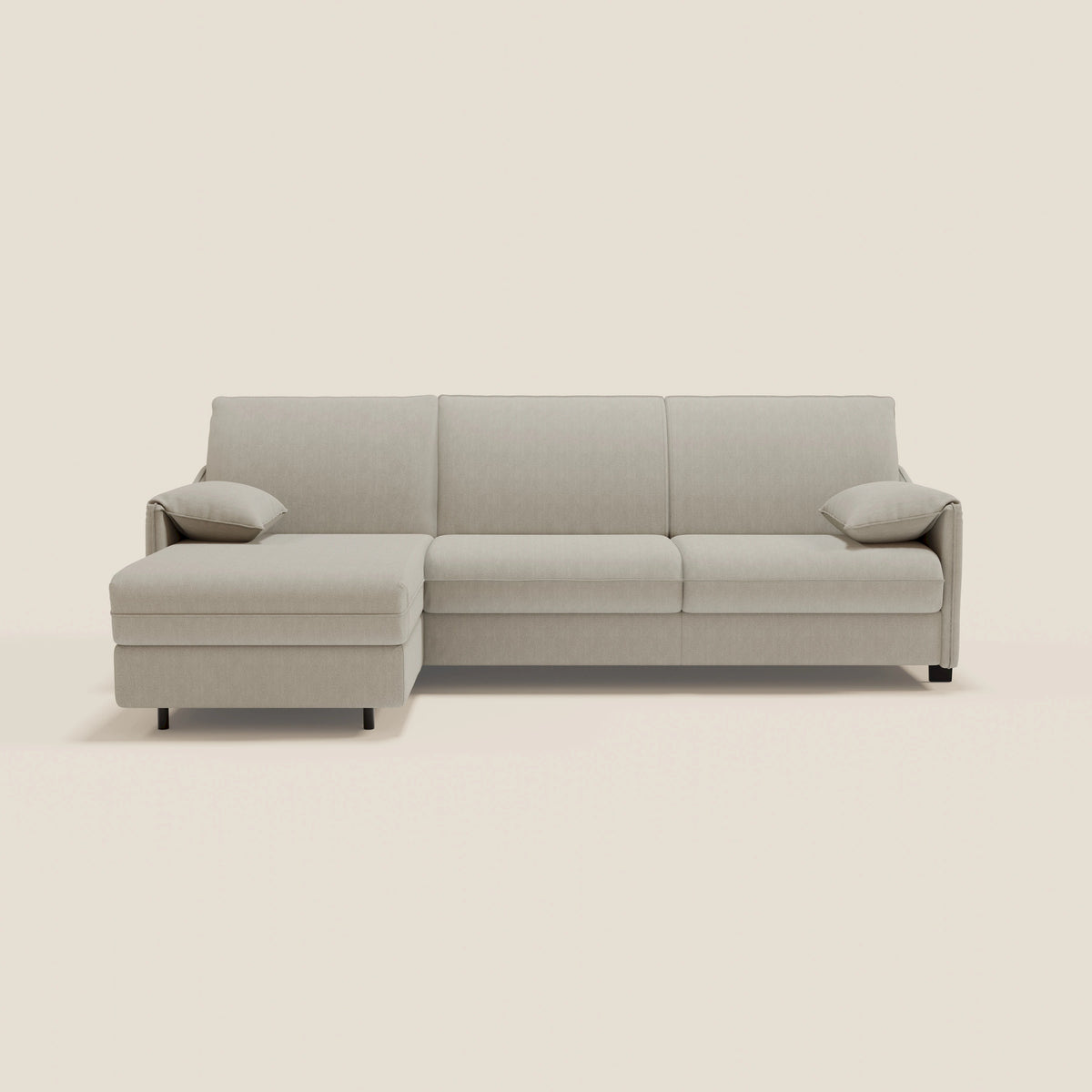 Primula divano letto angolare con materasso H18 cm - penisola contenitore in tessuto smacchiabile T05 - divitt.sbs