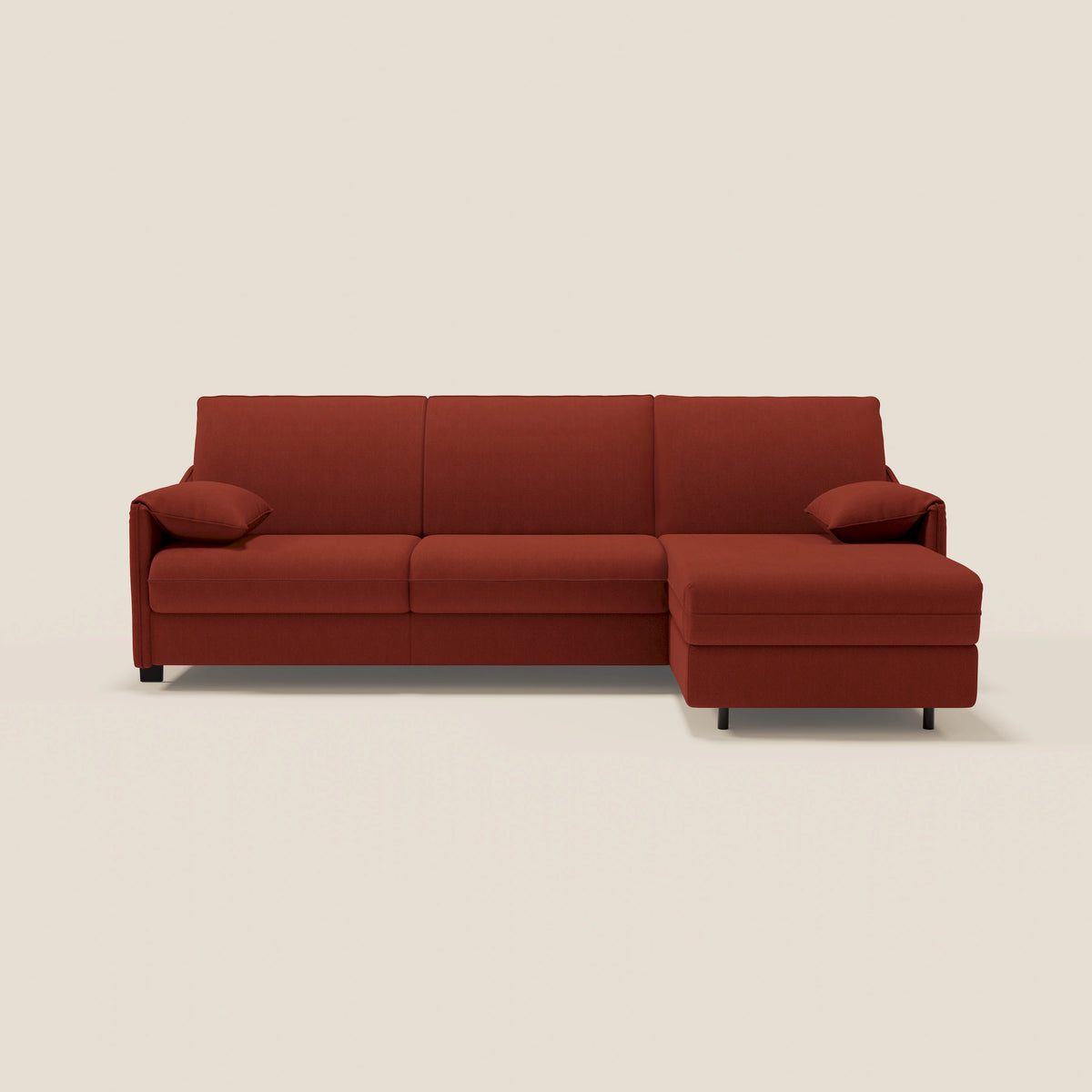 Primula divano letto angolare con materasso H18 cm - penisola contenitore in tessuto smacchiabile T05 - divitt.sbs