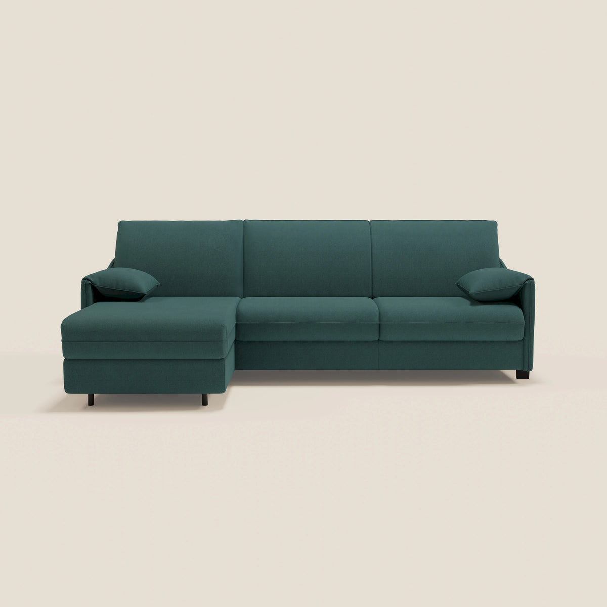 Primula divano letto angolare con materasso H18 cm - penisola contenitore in tessuto smacchiabile T05 - divitt.sbs