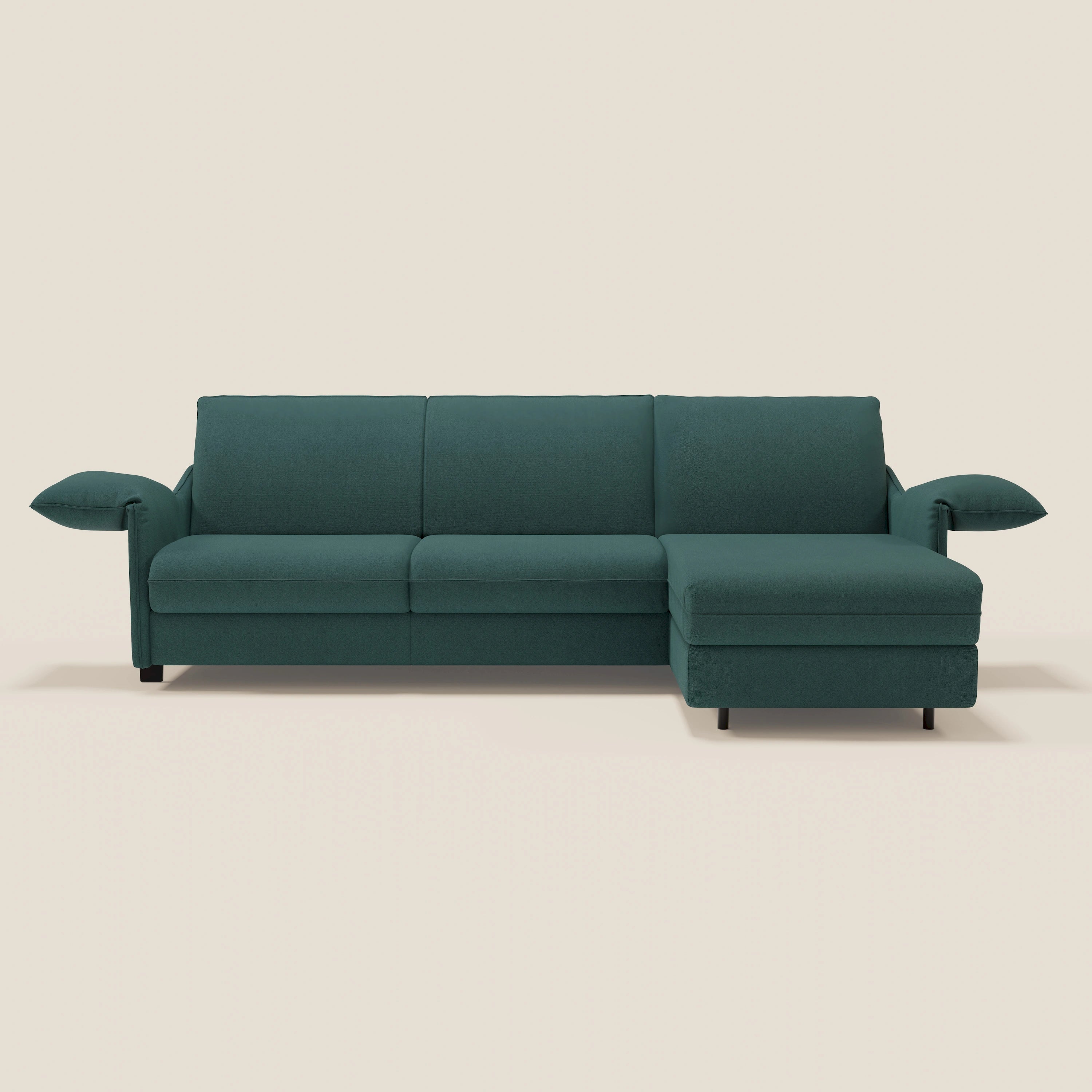 Primula divano letto angolare con materasso H18 cm - penisola contenitore in tessuto smacchiabile T05 - divitt.sbs