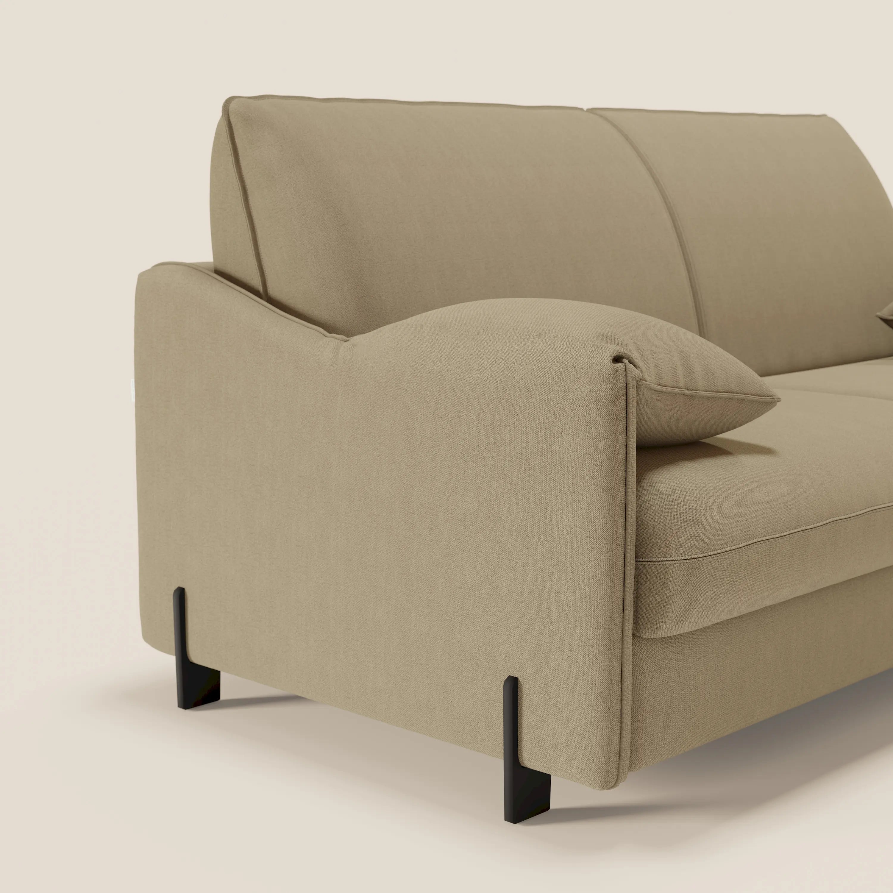 Primula divano letto con materasso alto 18 cm - braccioli mobili e tessuto smacchiabile T05 - divitt.sbs