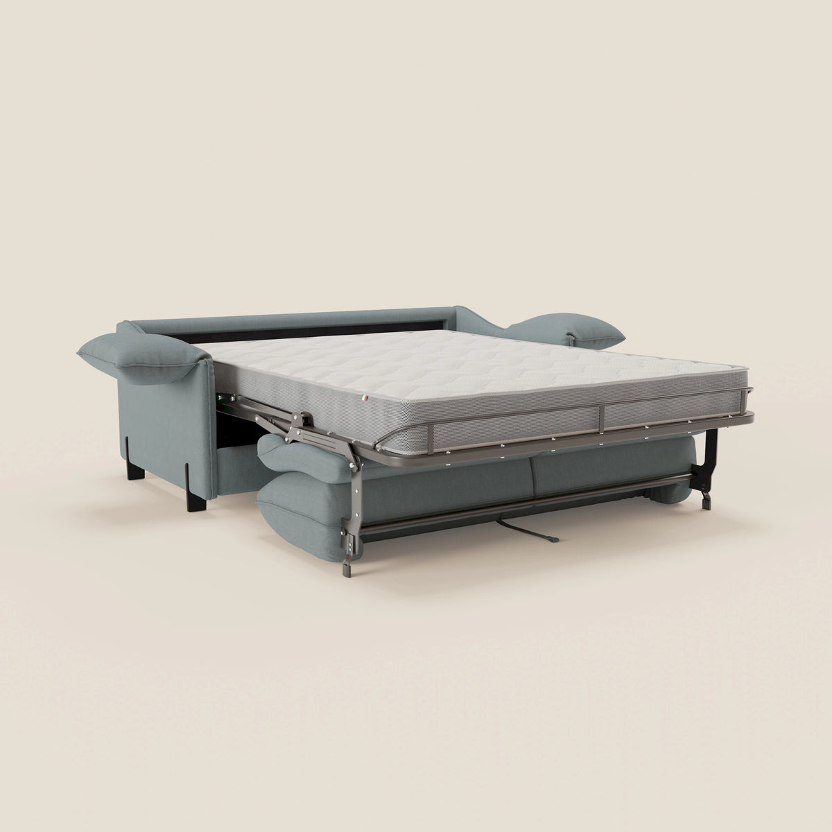 Primula divano letto con materasso alto 18 cm - braccioli mobili e tessuto smacchiabile T05 - divitt.sbs